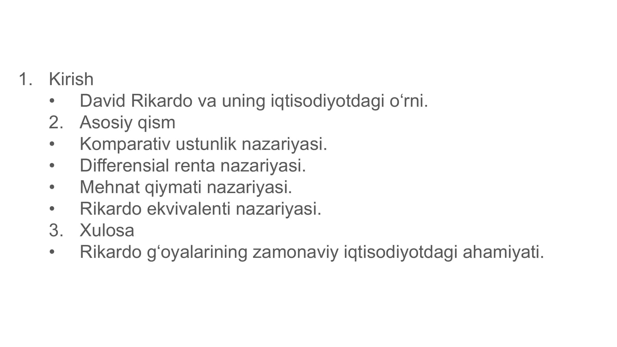 David Rikardo Iqtisodiy Ta’limoti