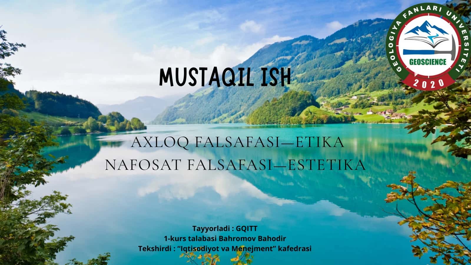 Axloq falsafasi-Etika. Nafosat falsafasi-Estetika