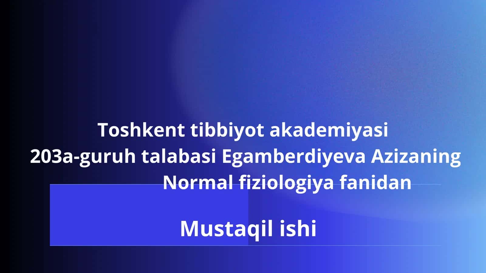 Normal fiziologiya fanidan