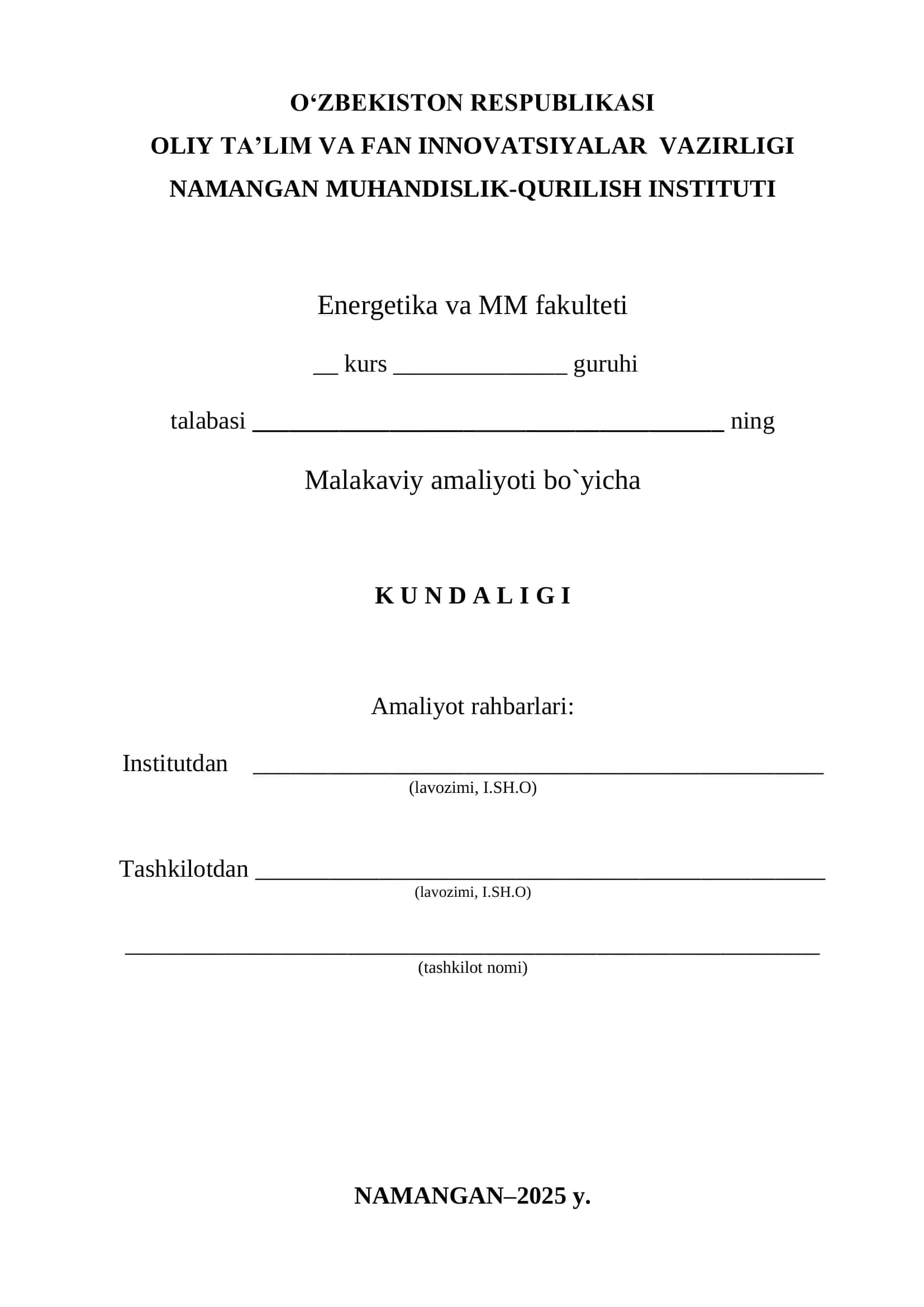 Kundalik yuritish uchun ko‘rsatma va qoidalar