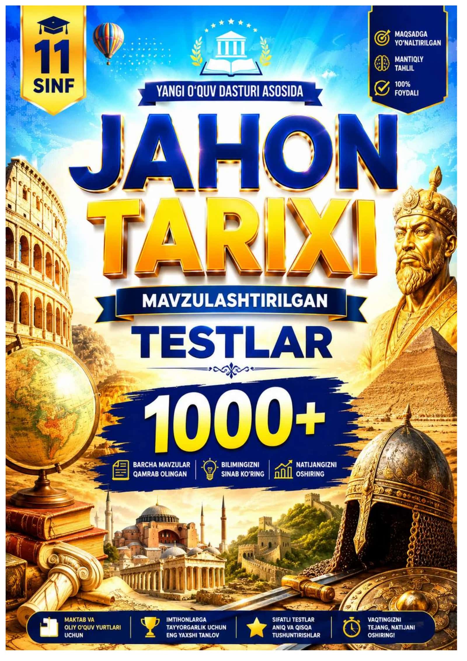 11-SINF JAHON TARIXI MAVZULASHTIRILGAN TEST SAVOLLARI (1037 TA) 2026 YIL