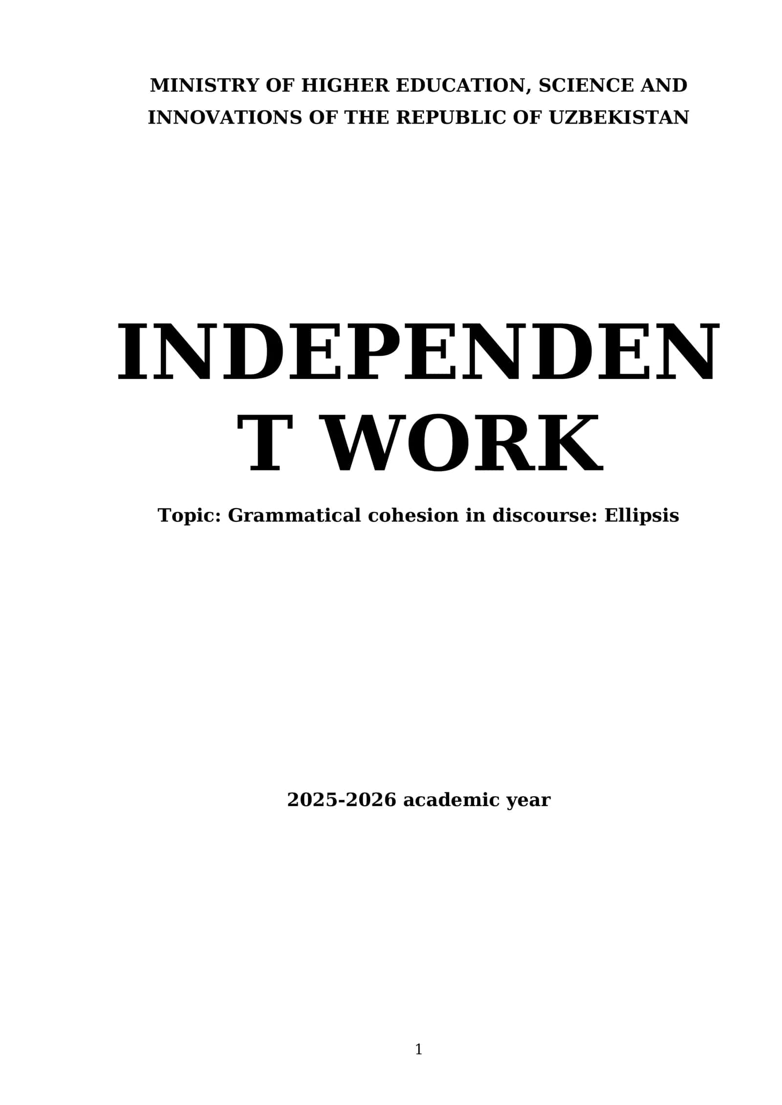 Grammatical cohesion in discourse: Ellipsis