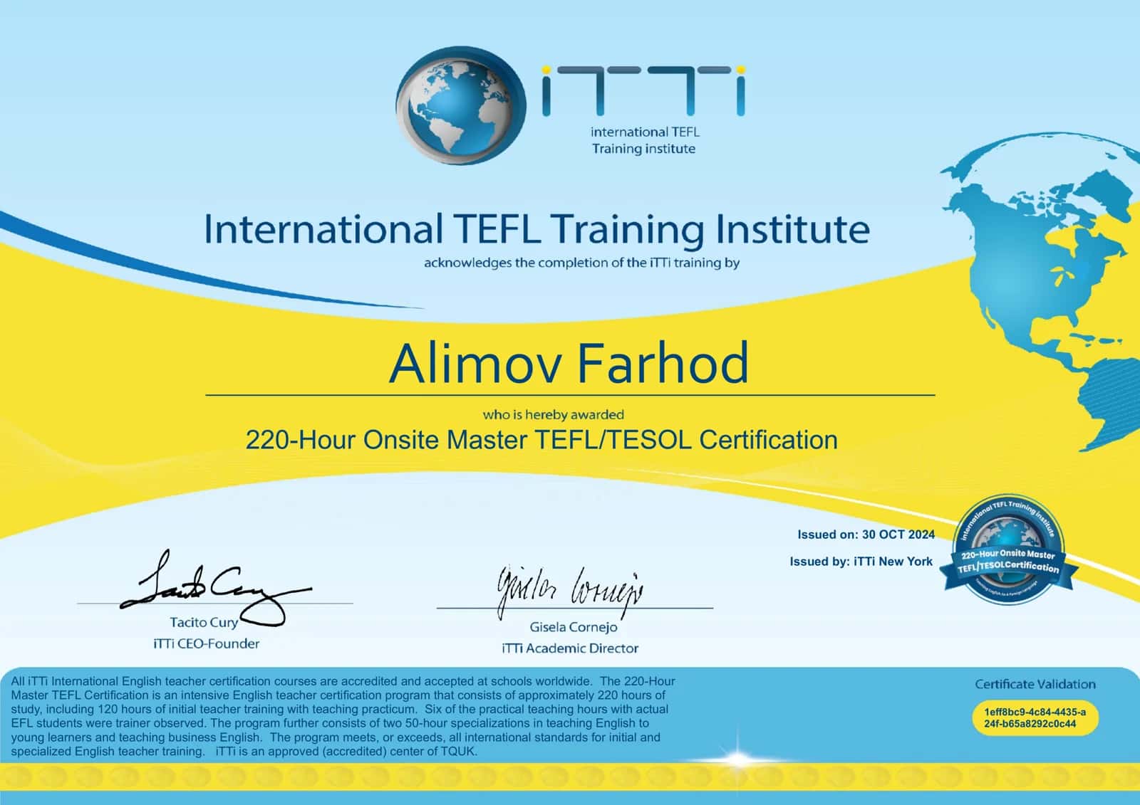 220-Hour Onsite Master TEFL/TESOL Certification