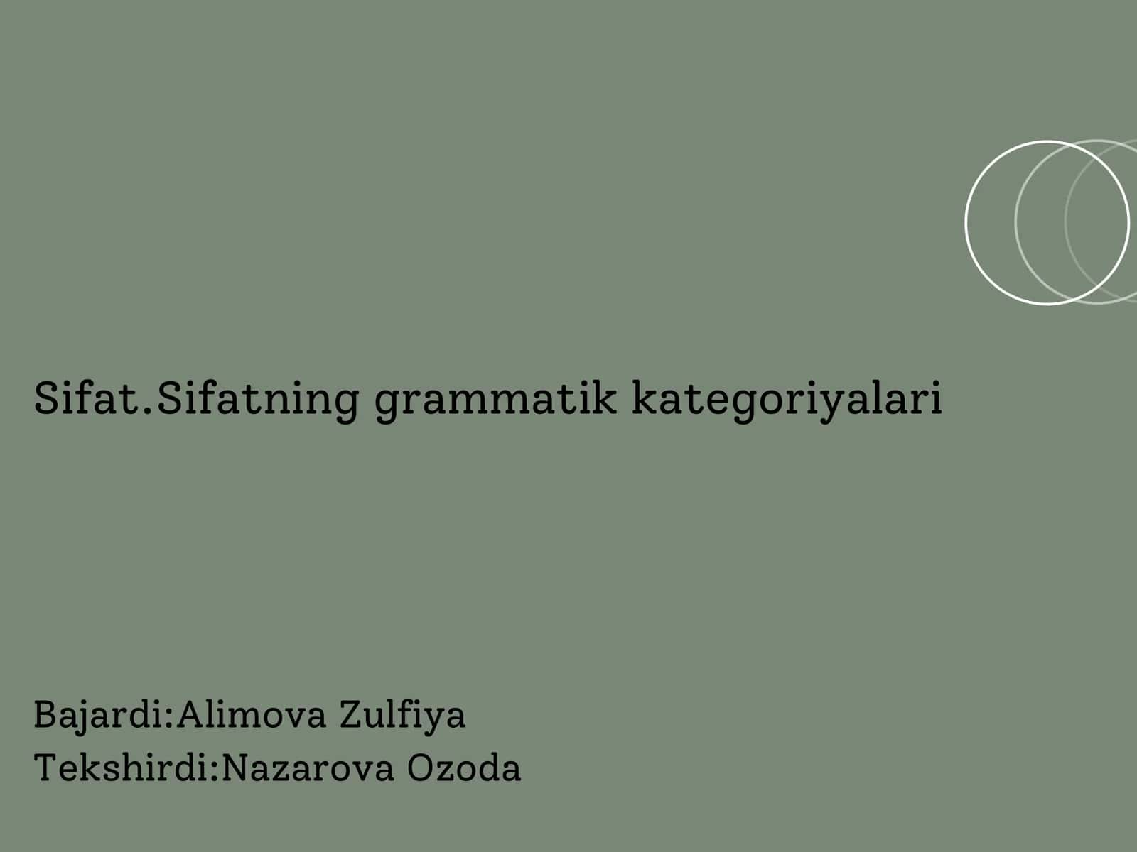 Sifatning grammatik kategoriyalari