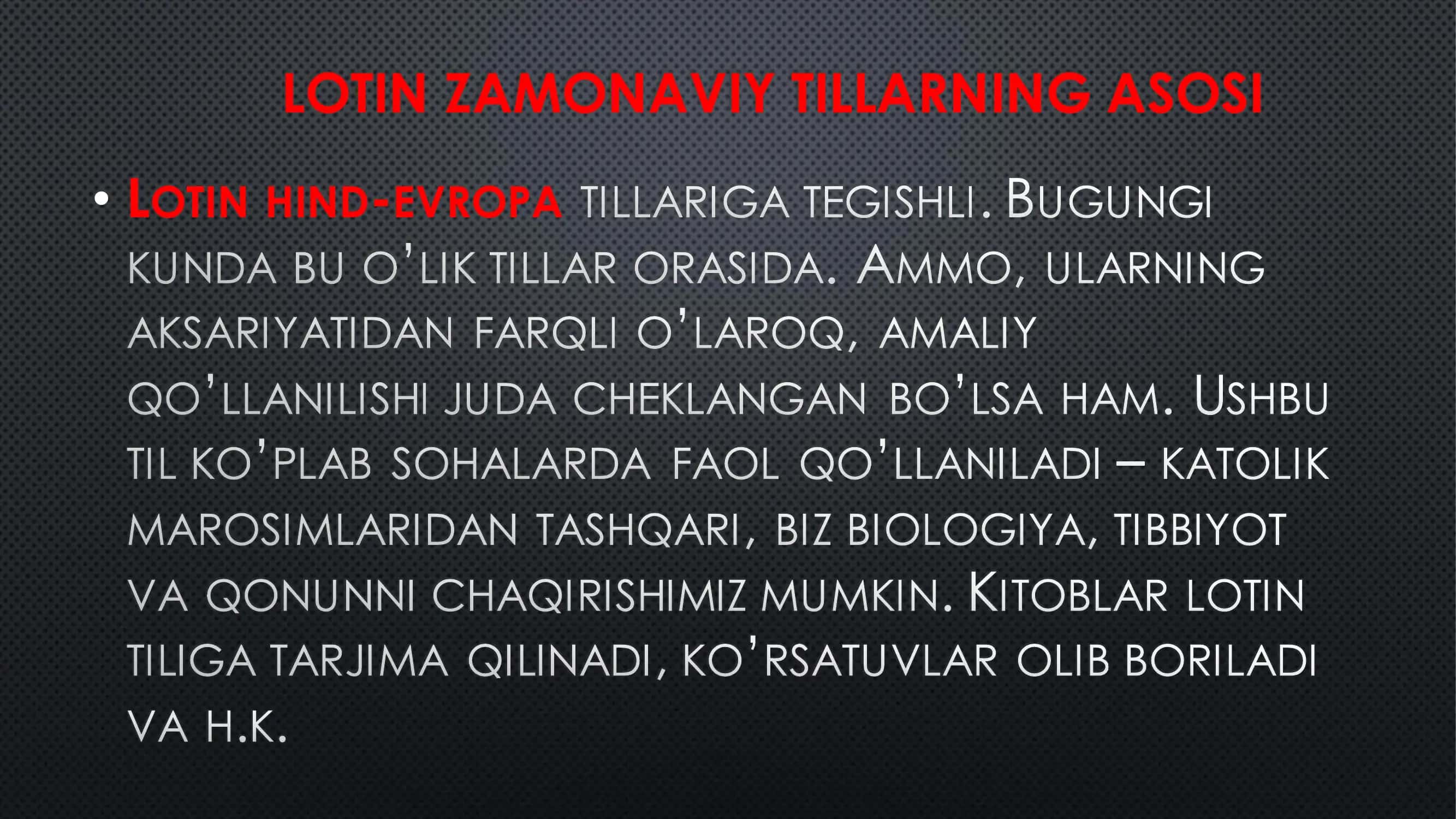 LOTIN ZAMONAVIY TILLARNING ASOSI 1