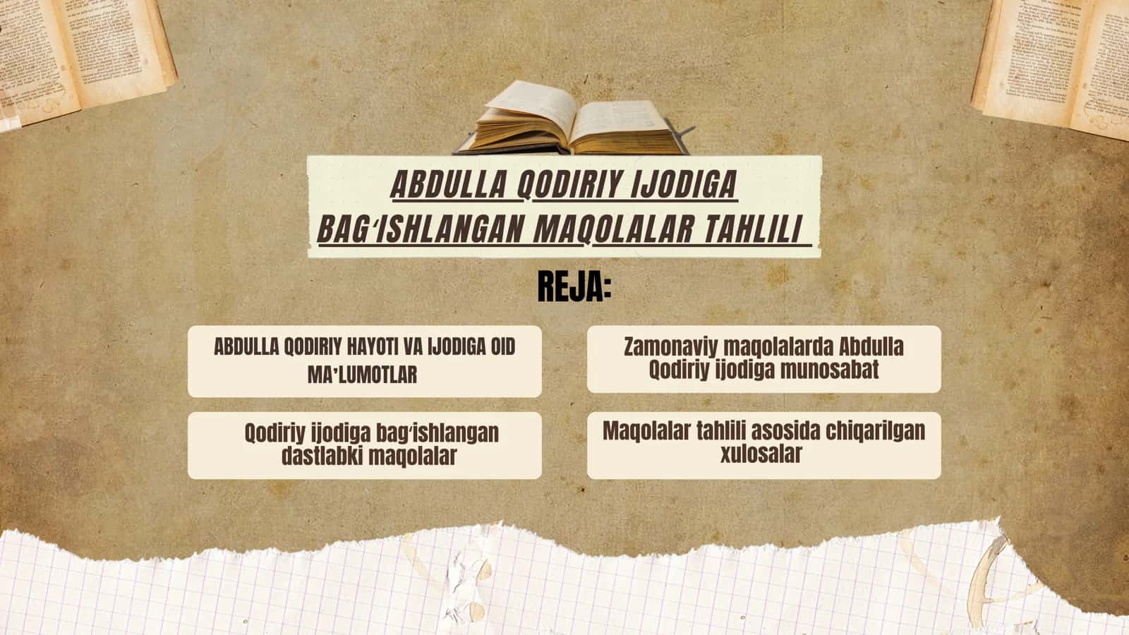 ABDULLA QODIRIY IJODIGA BAGʻISHLANGAN MAQOLALAR TAHLILI