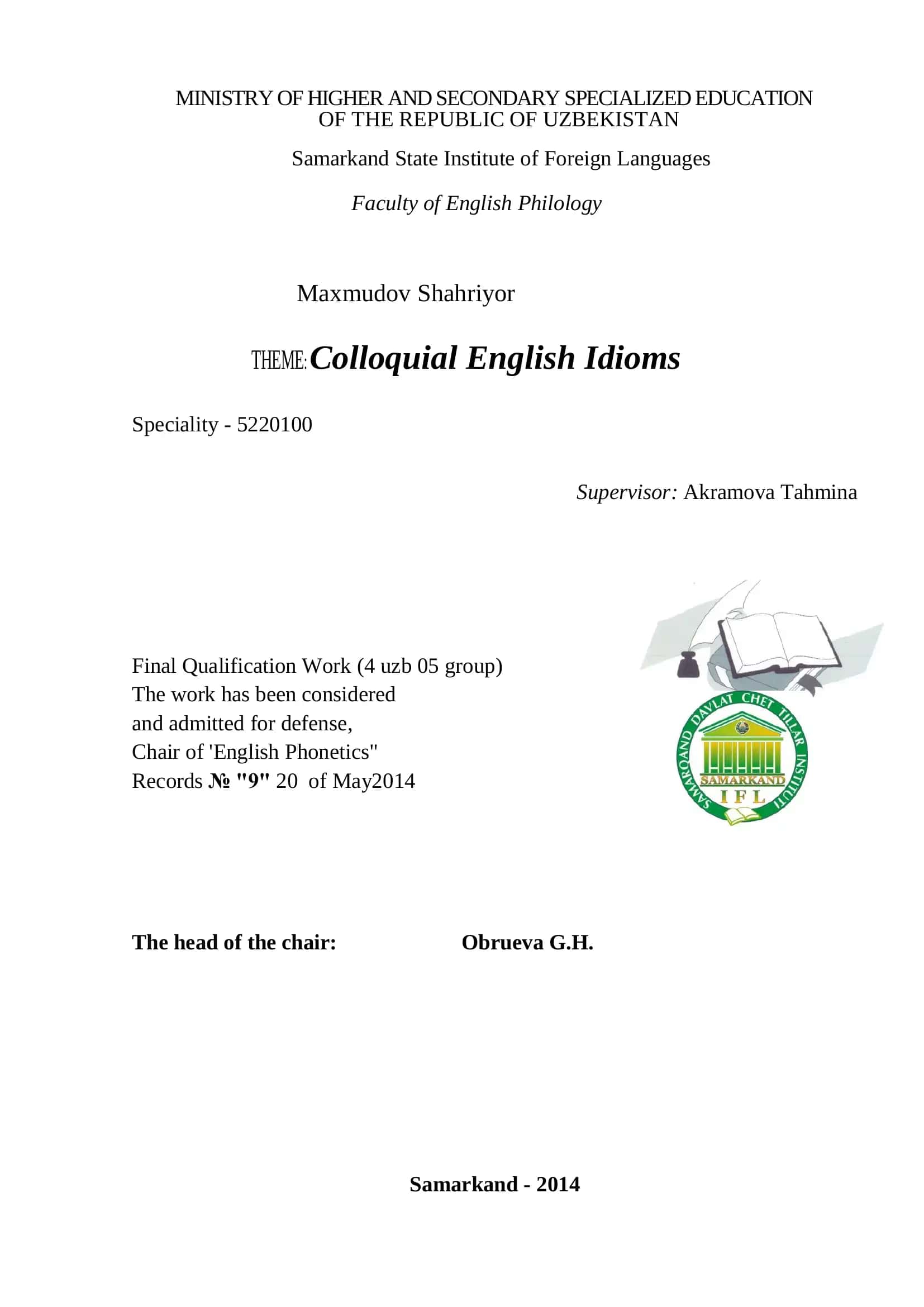 Colloquial English Idioms