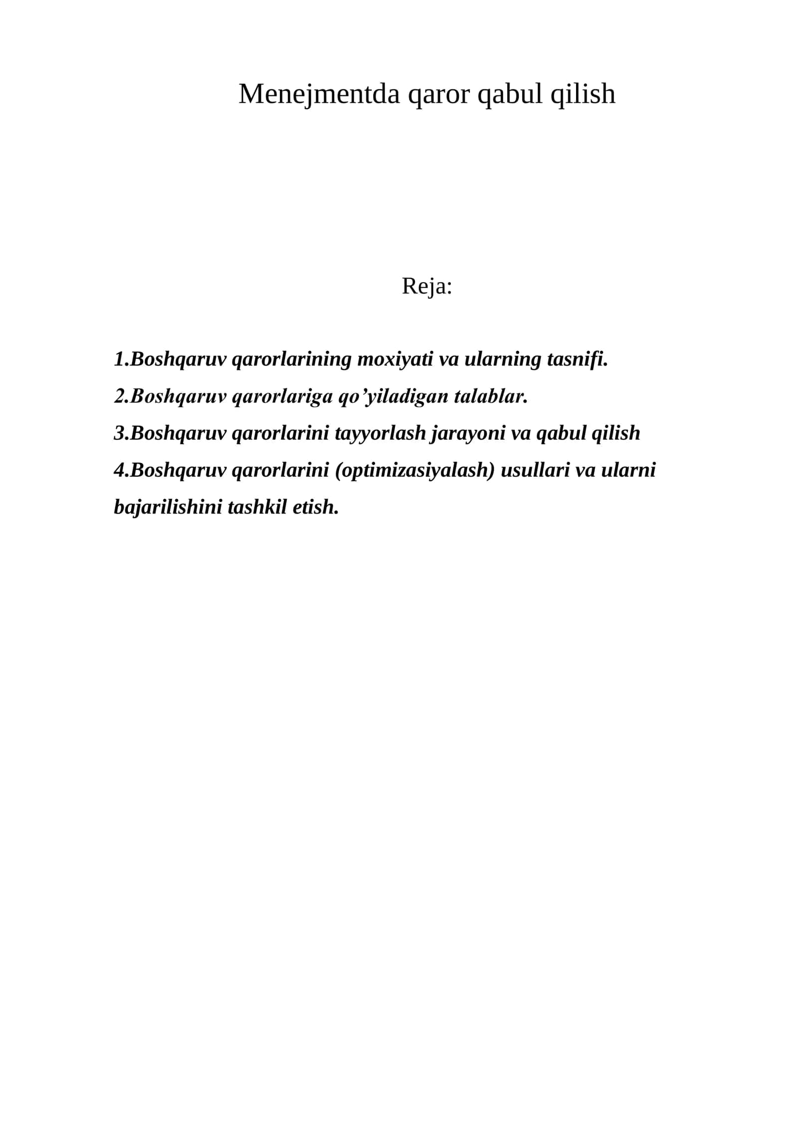 Menejmentda qaror qabul qilish