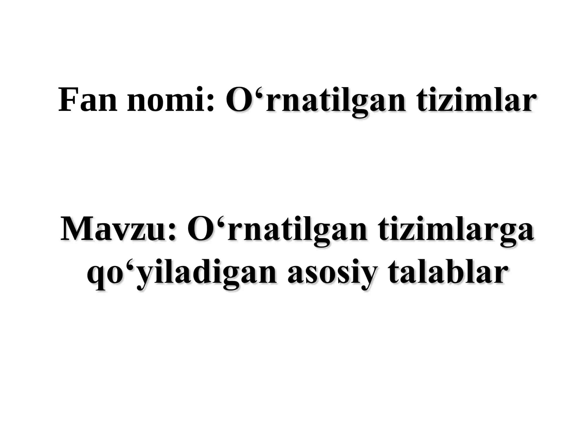 O‘rnatilgan tizimlar