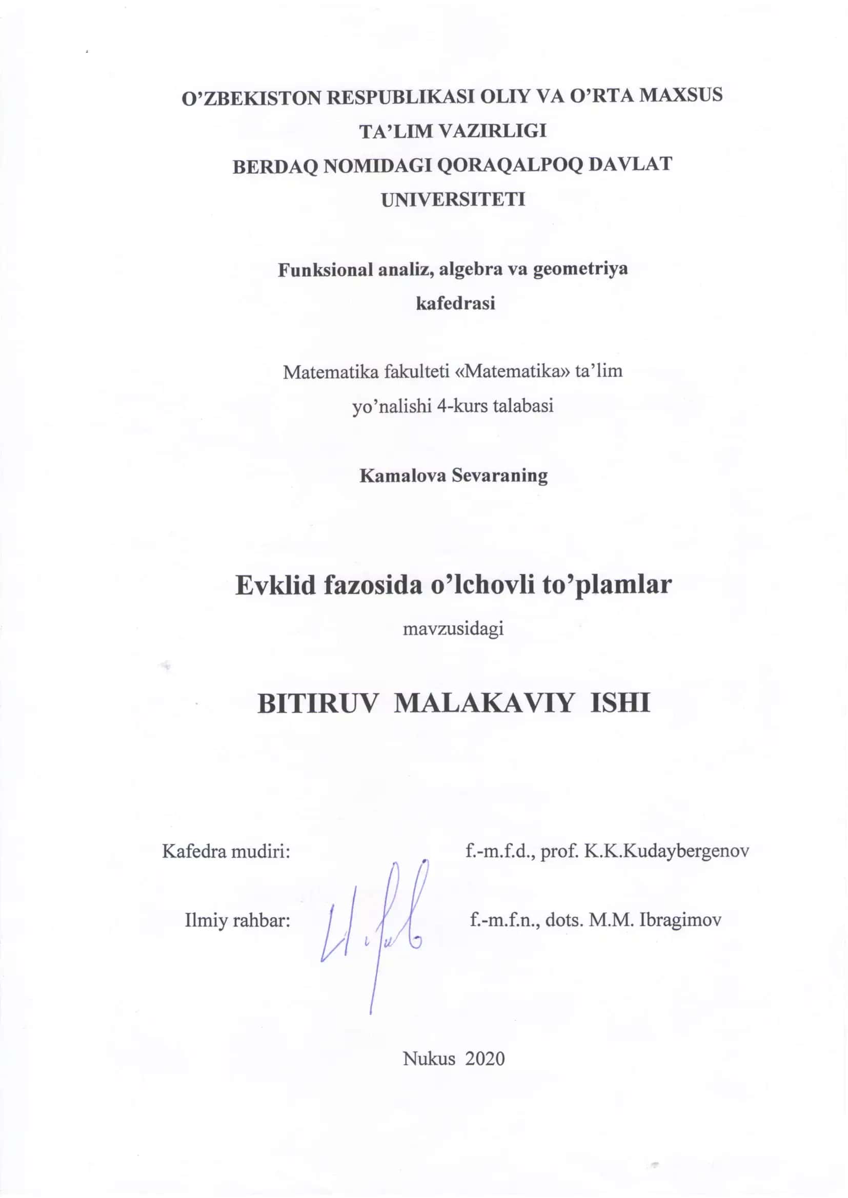 Evklid fazosida o'lchovli to'plamlar