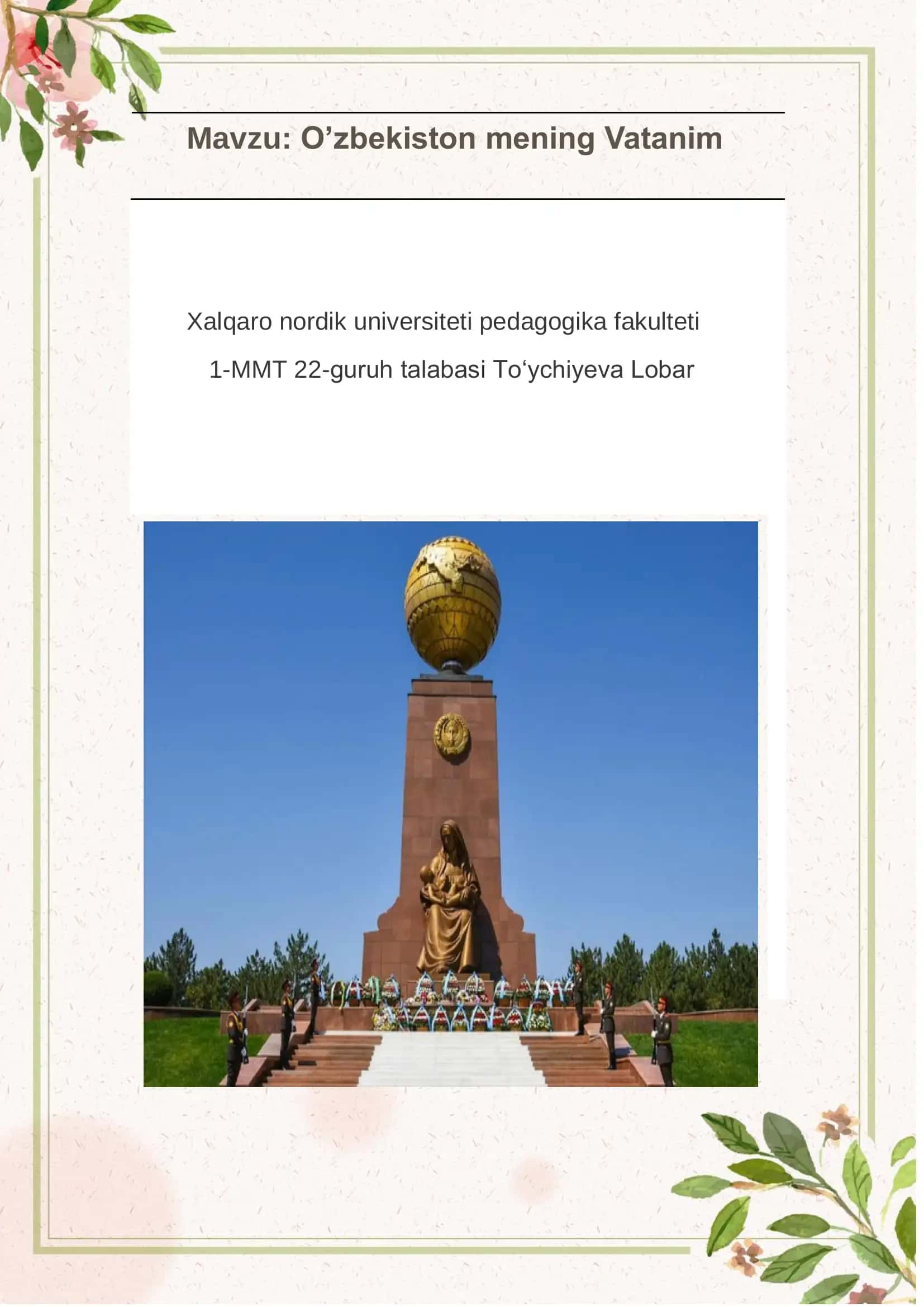 O’zbekiston mening Vatanim
