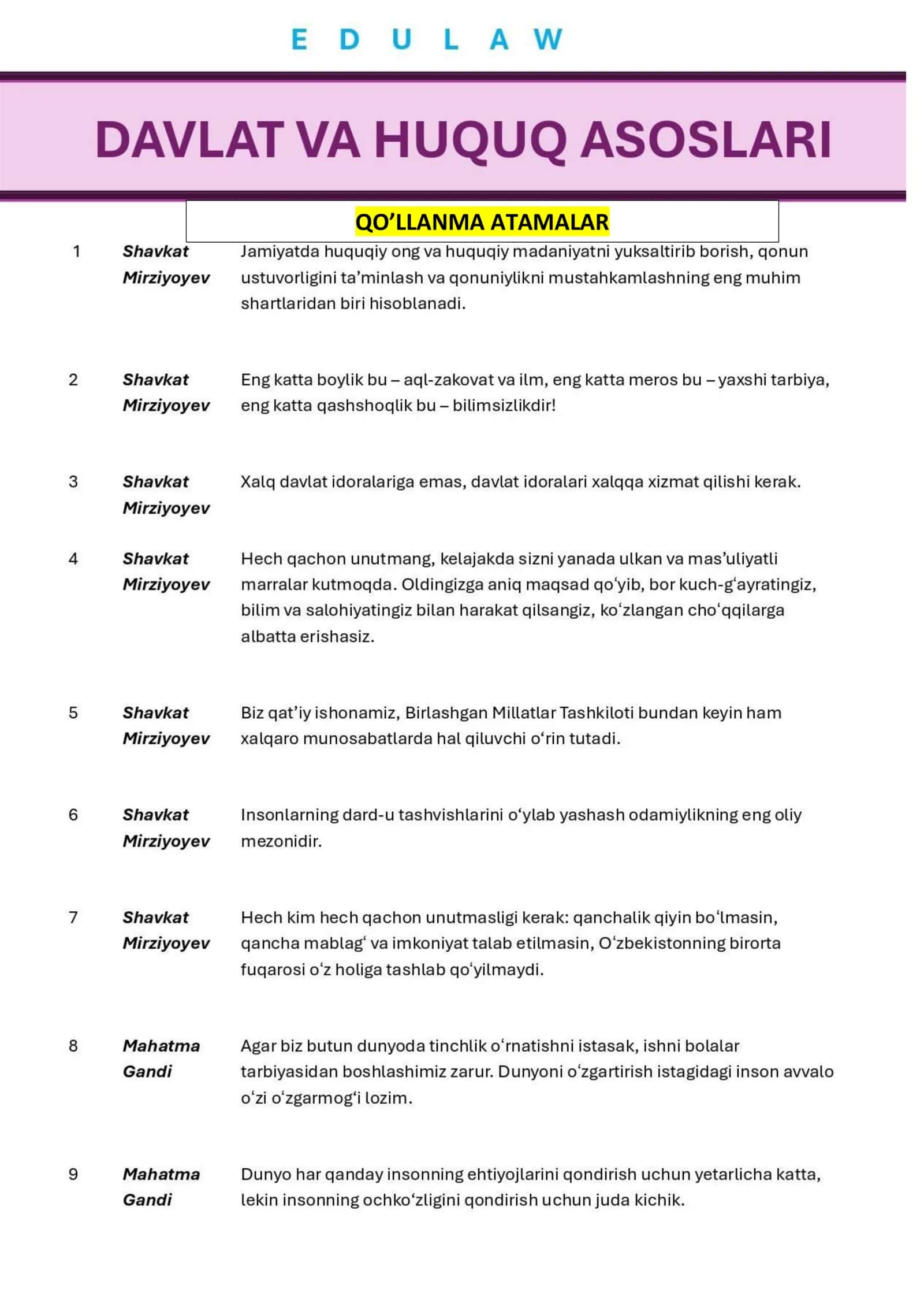 To'qqizinchi sinif davlat huquq asoslari atamalar qo'llanmasi 1