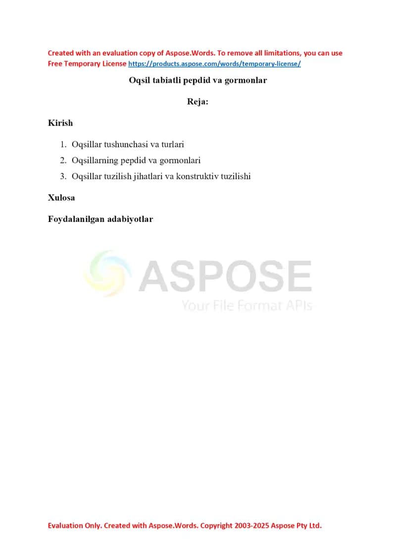 Oqsillar. Pepdid va garmonlar