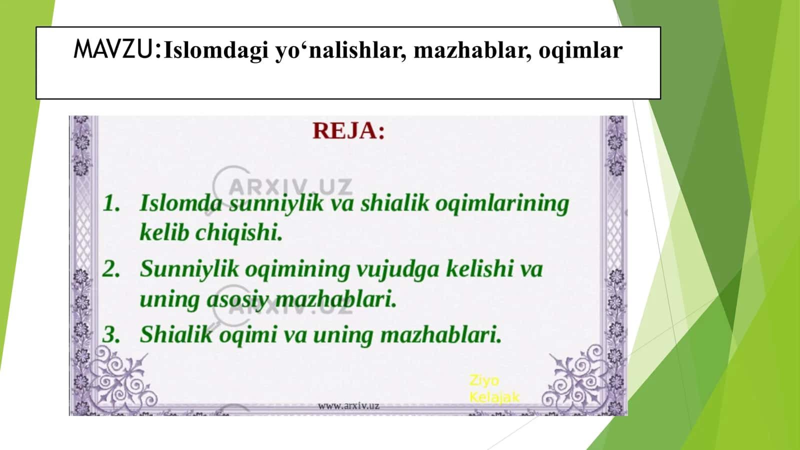 Islomdagi yo‘nalishlar, mazhablar, oqimlar