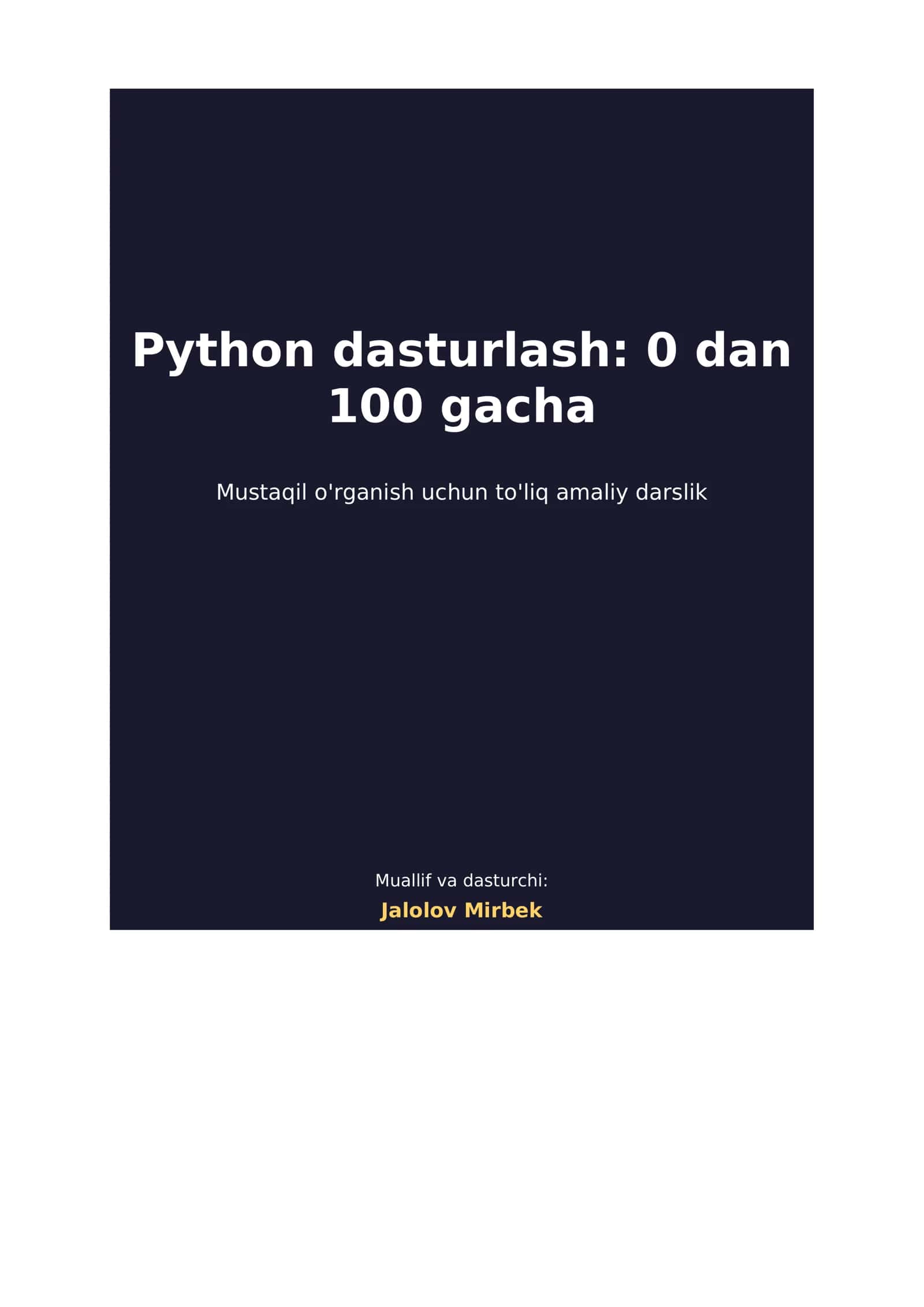 Python dasturlash: 0 dan 100 gacha