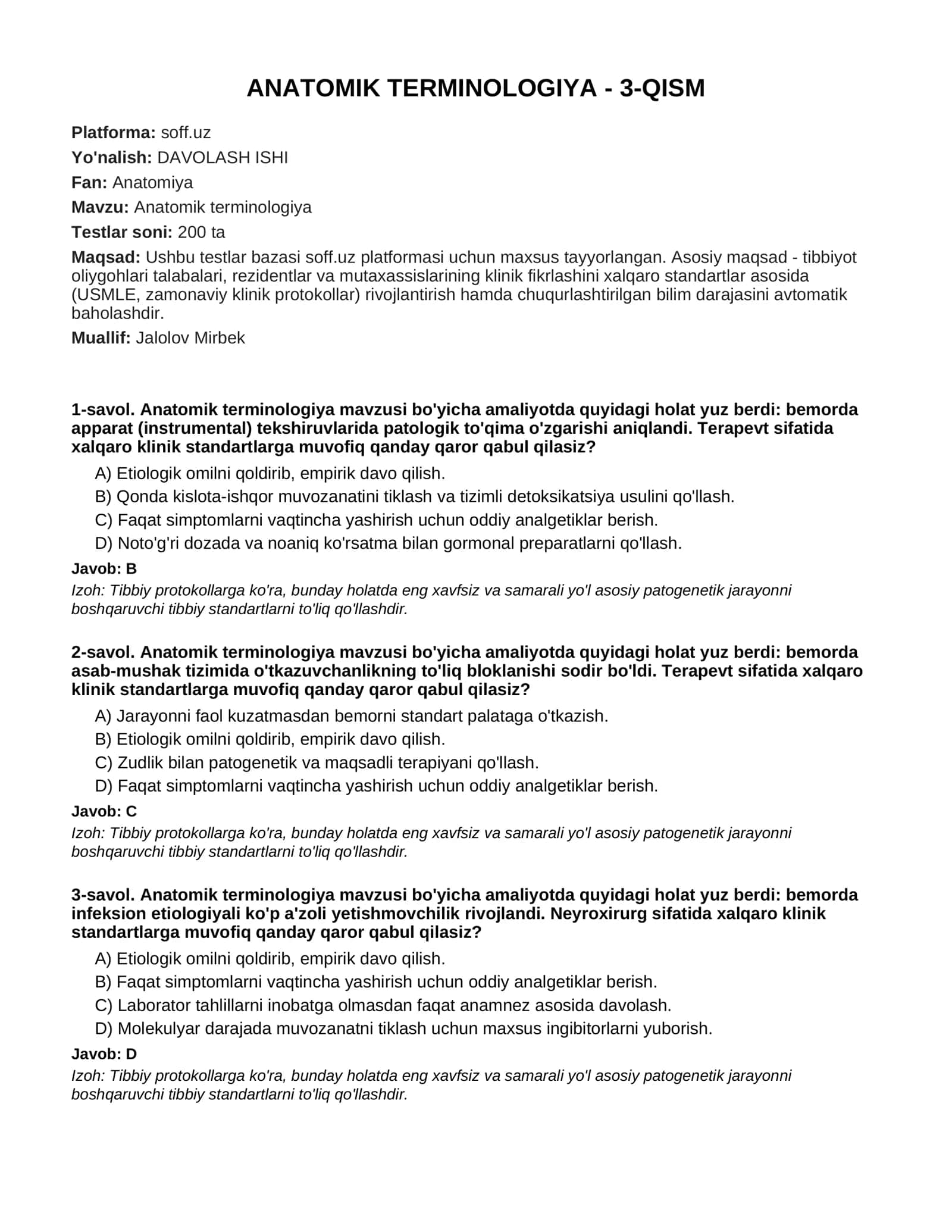 ANATOMIK TERMINOLOGIYA - 3-QISM