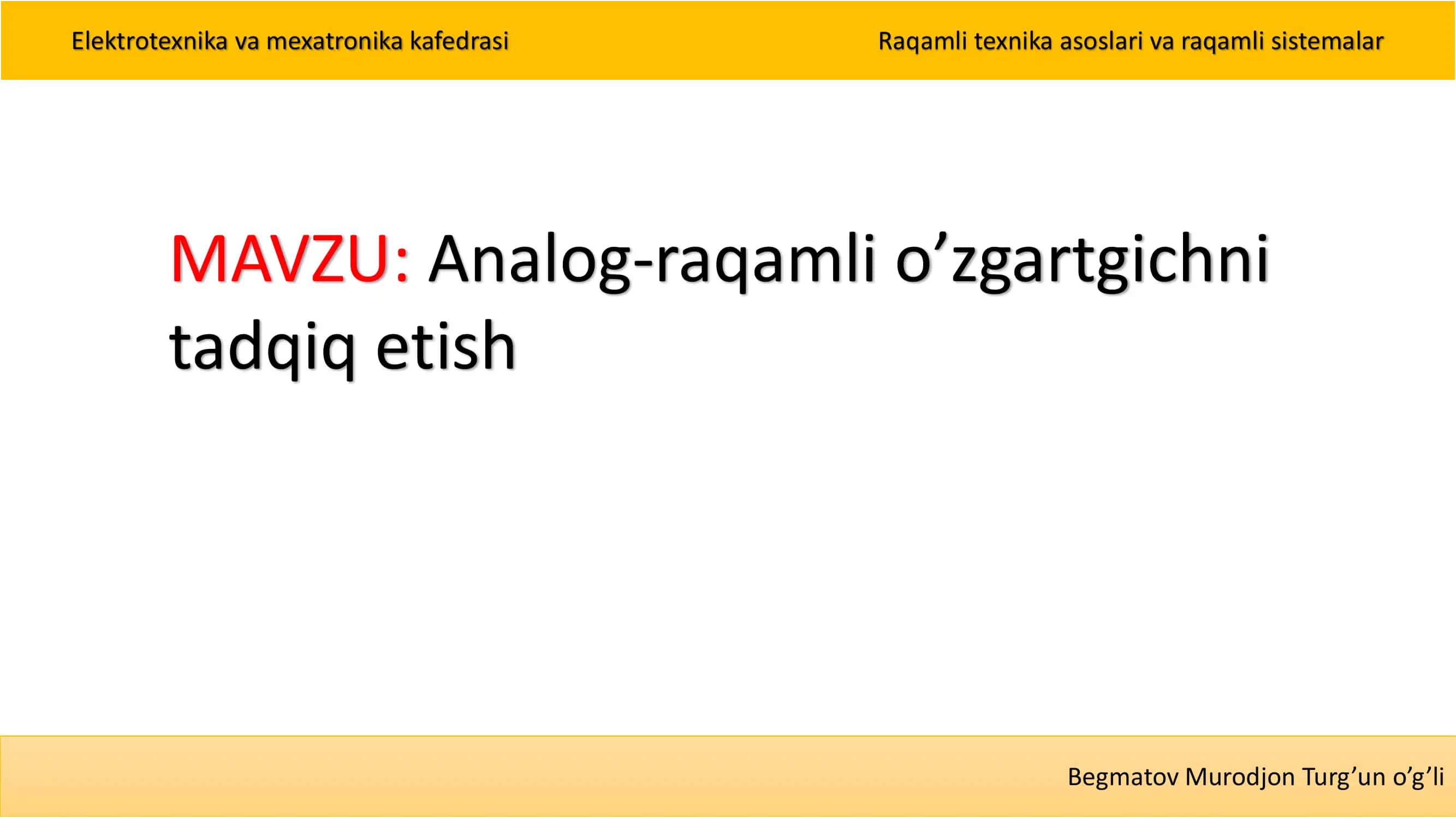 Analog-raqamli o’zgartgichni