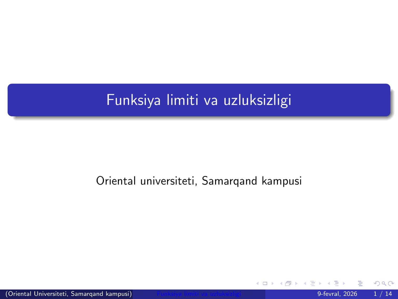 Funksiya limiti va uzluksizligi
