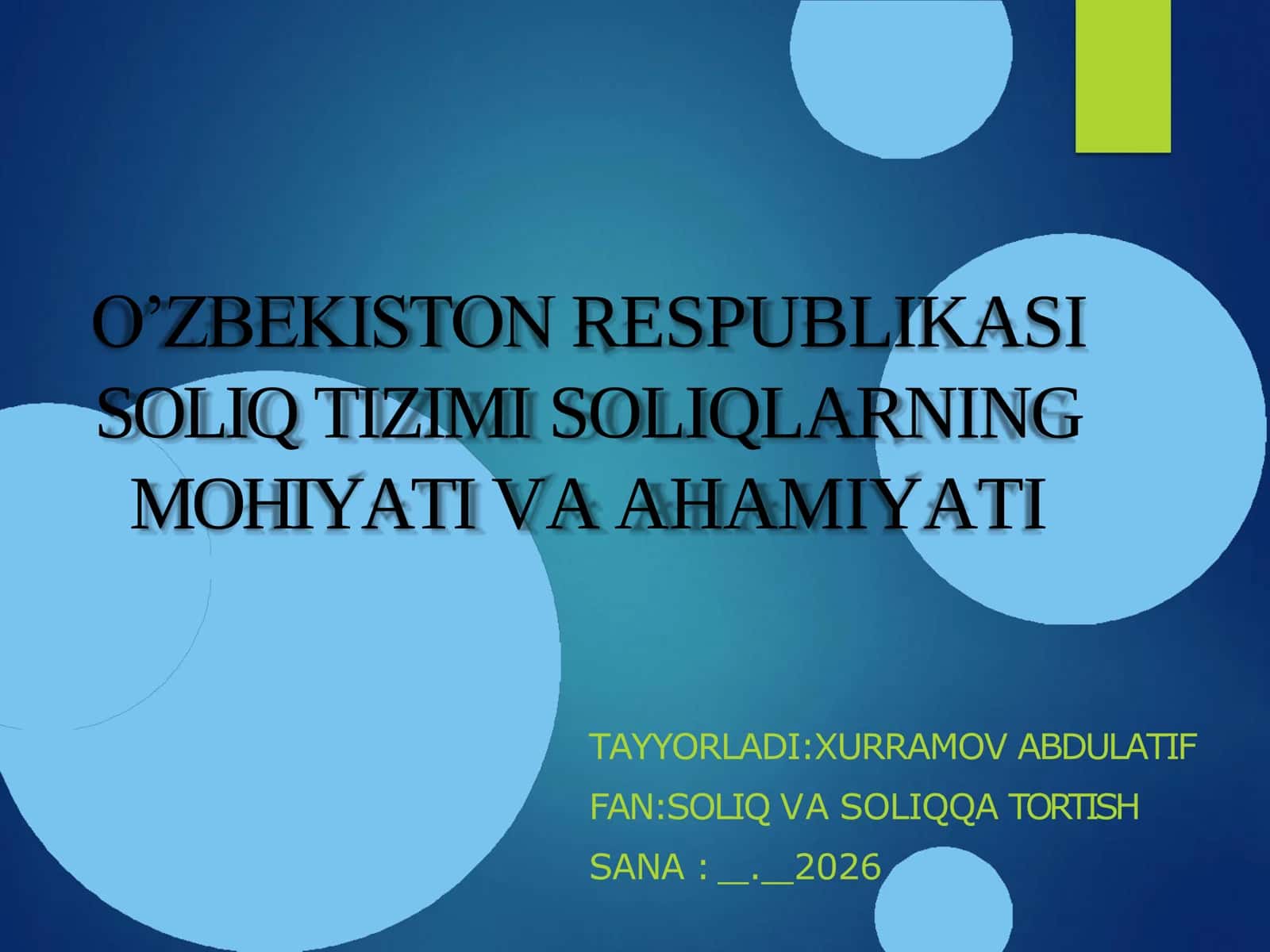 Soliq Mohiyati va Ahamiyati pdf taqdimot 1