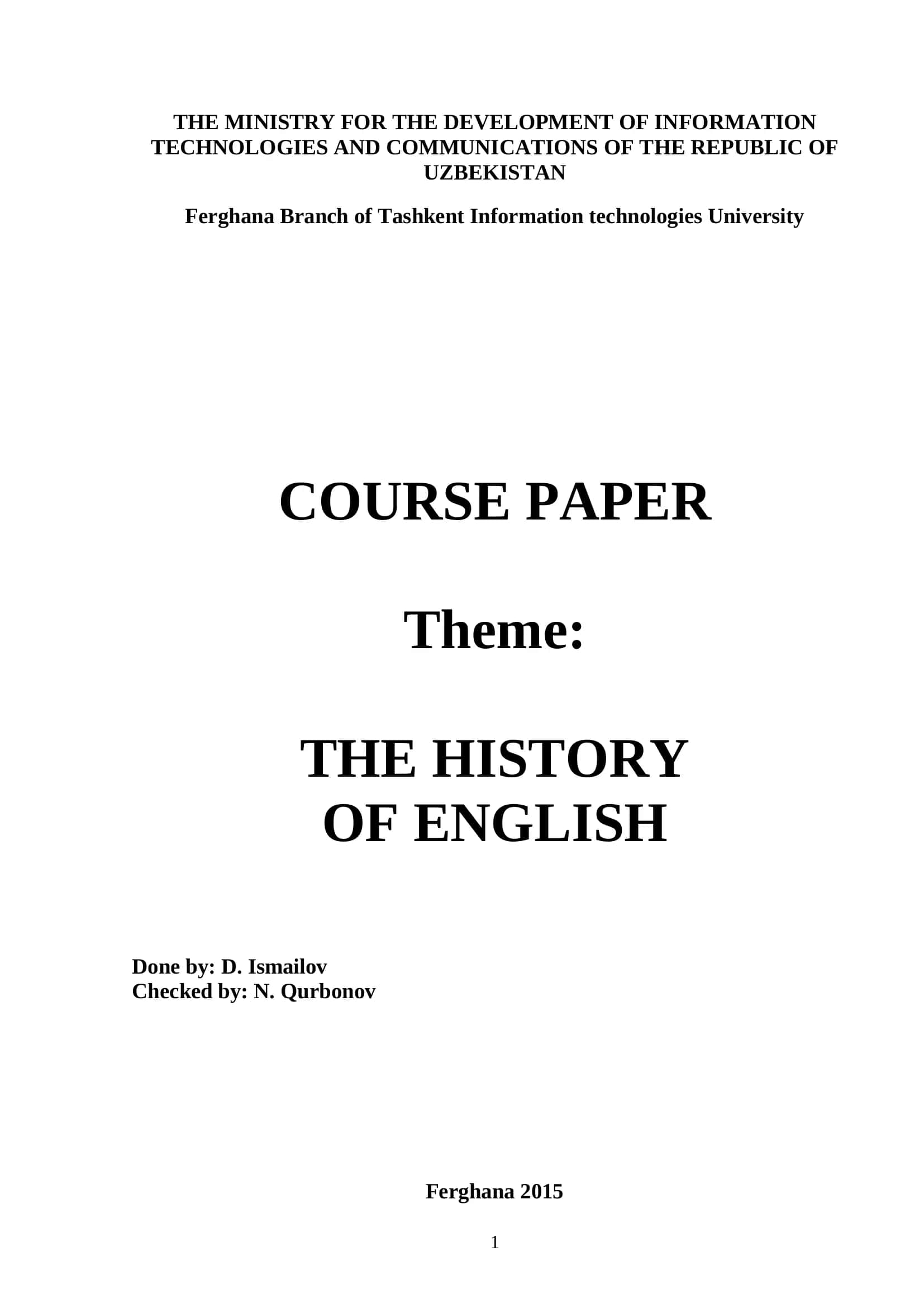 THE HISTORY OF ENGLISH