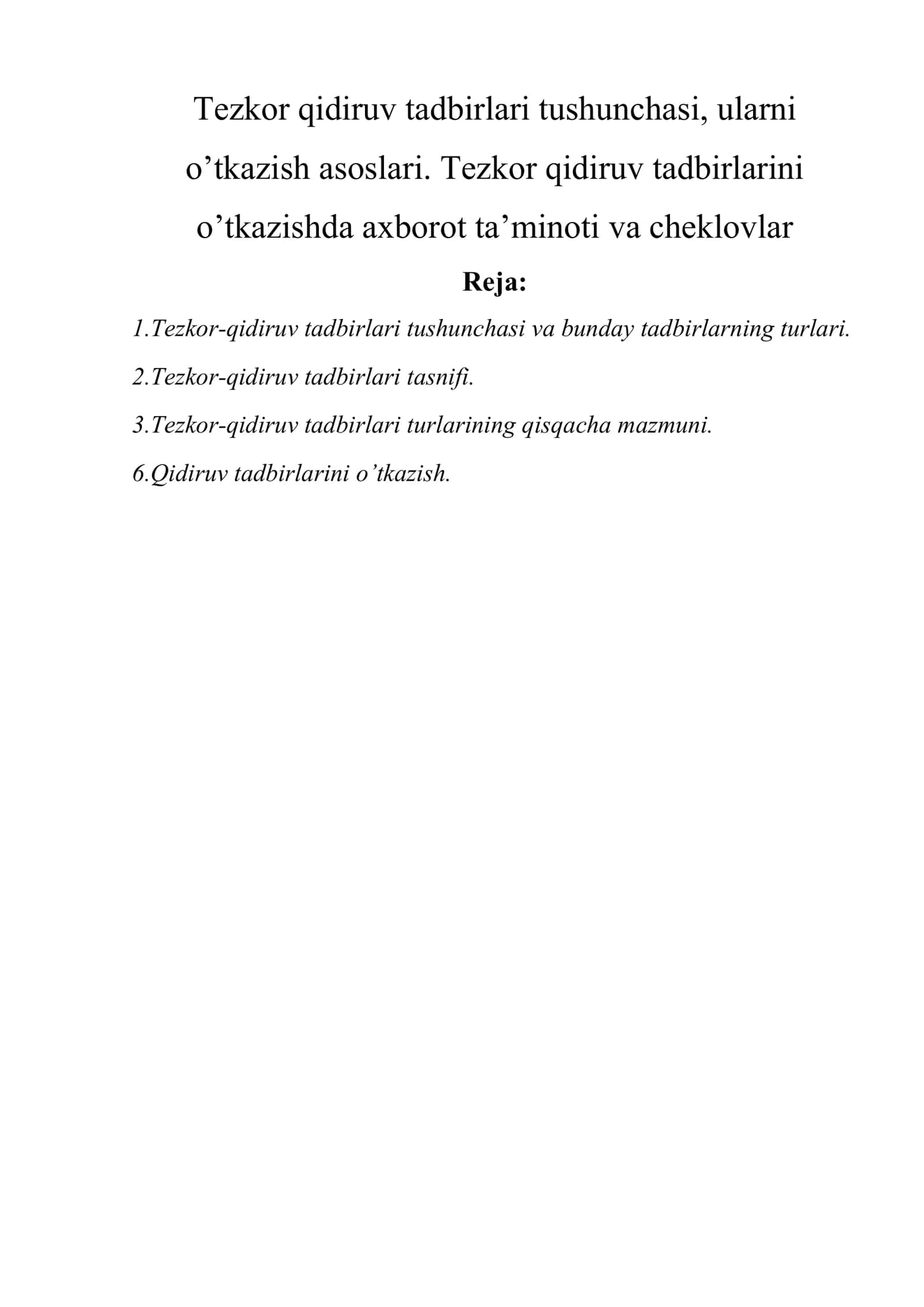 Tezkor qidiruv tadbirlari