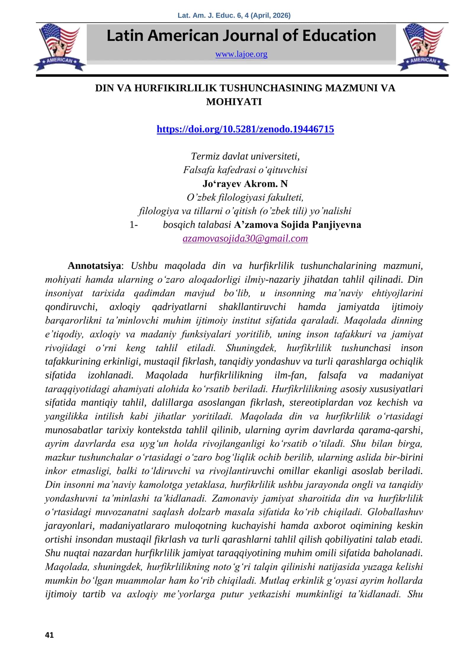 din va hurfikirlar tushunchasining mazmun va mohiyati.