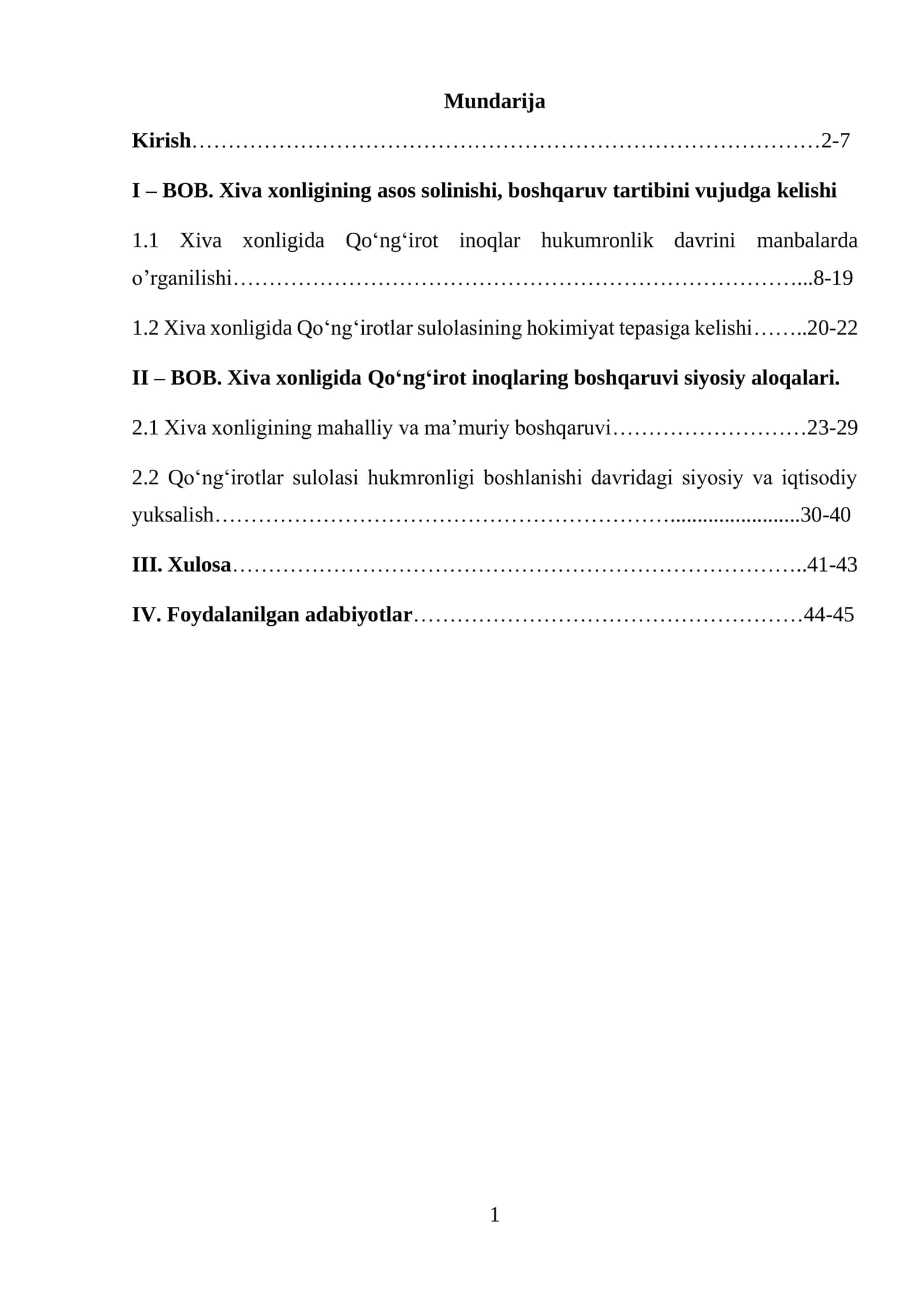 Xiva xonligida Qo'ng'irot inoqlari hukmronligi