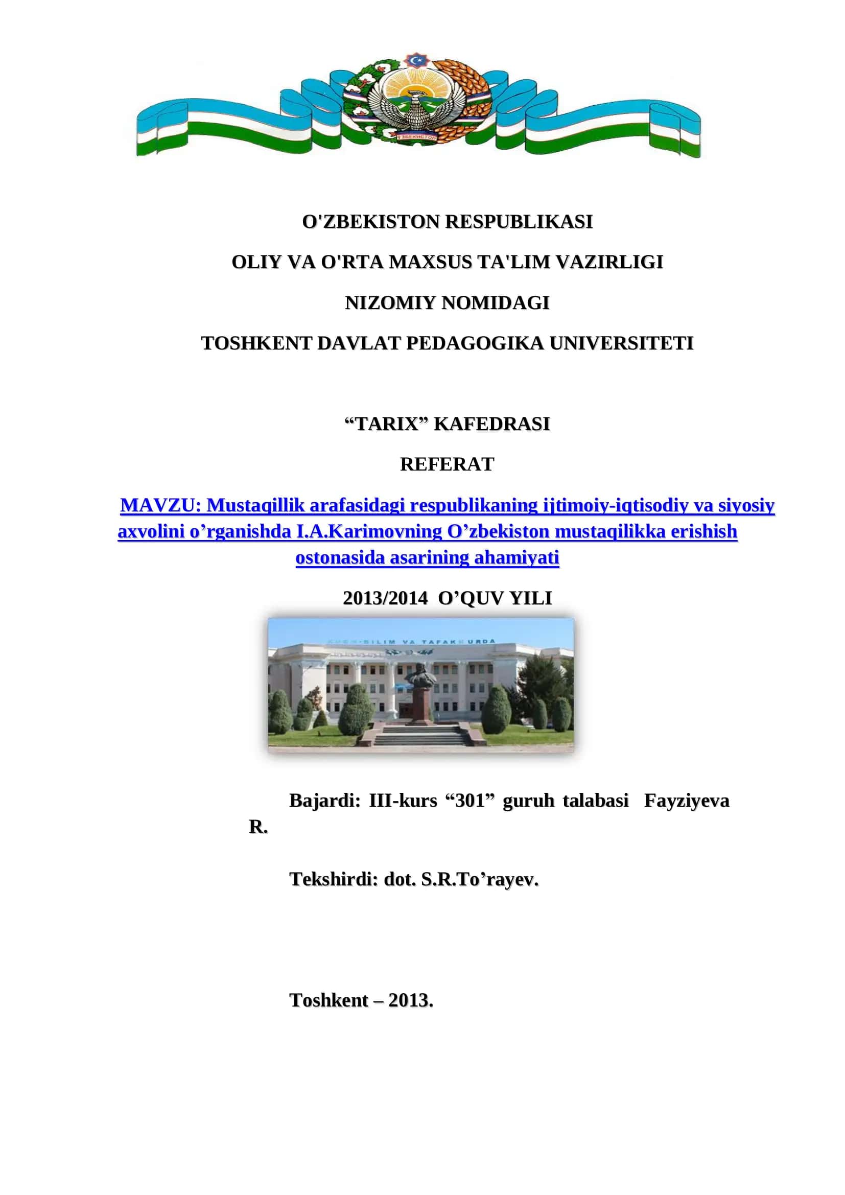 O'zbekiston mustaqillikka erishish ostonasida