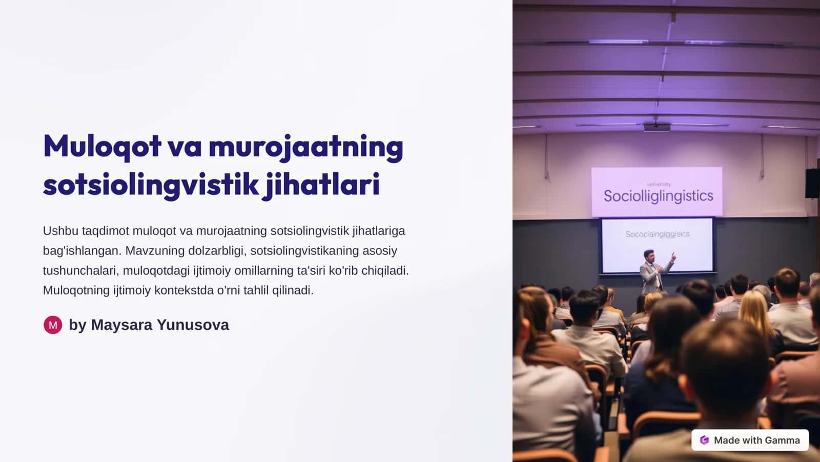 Muloqot va murojaatning  sotsiolingvistik jihatlari