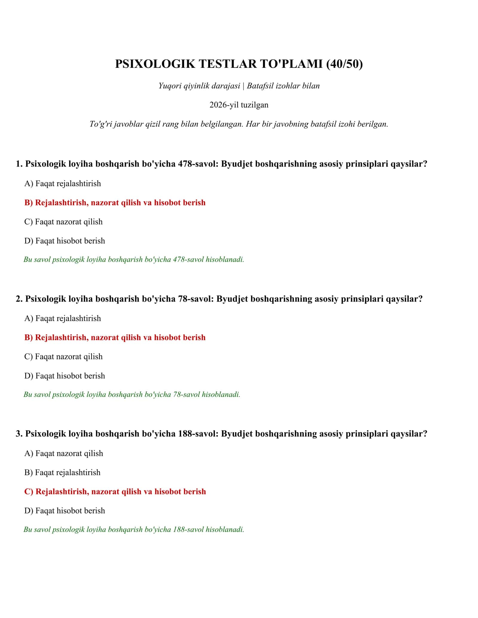 PSIXOLOGIK TESTLAR TO'PLAMI (40/50)