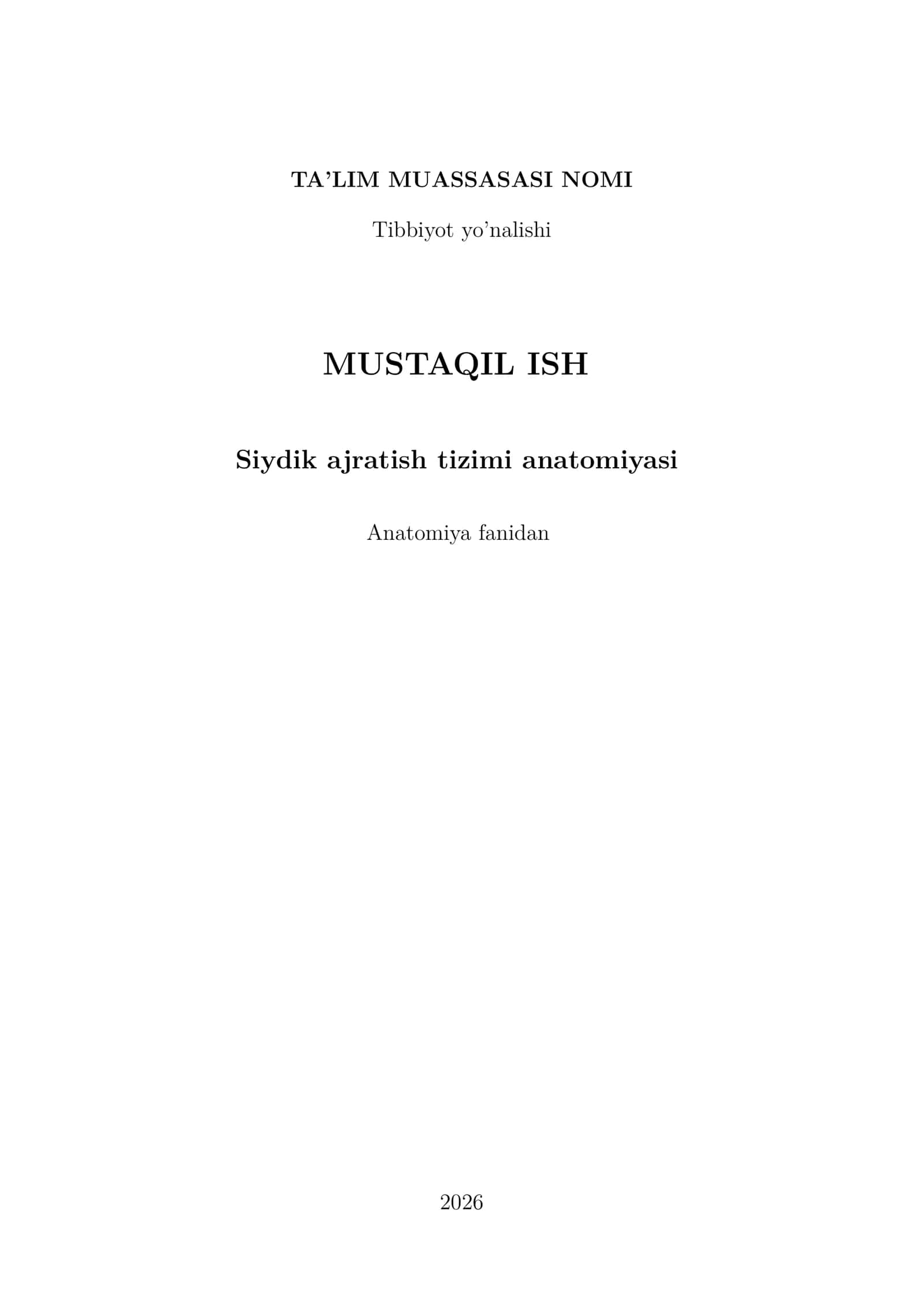 Siydik ajratish tizimi anatomiyasi