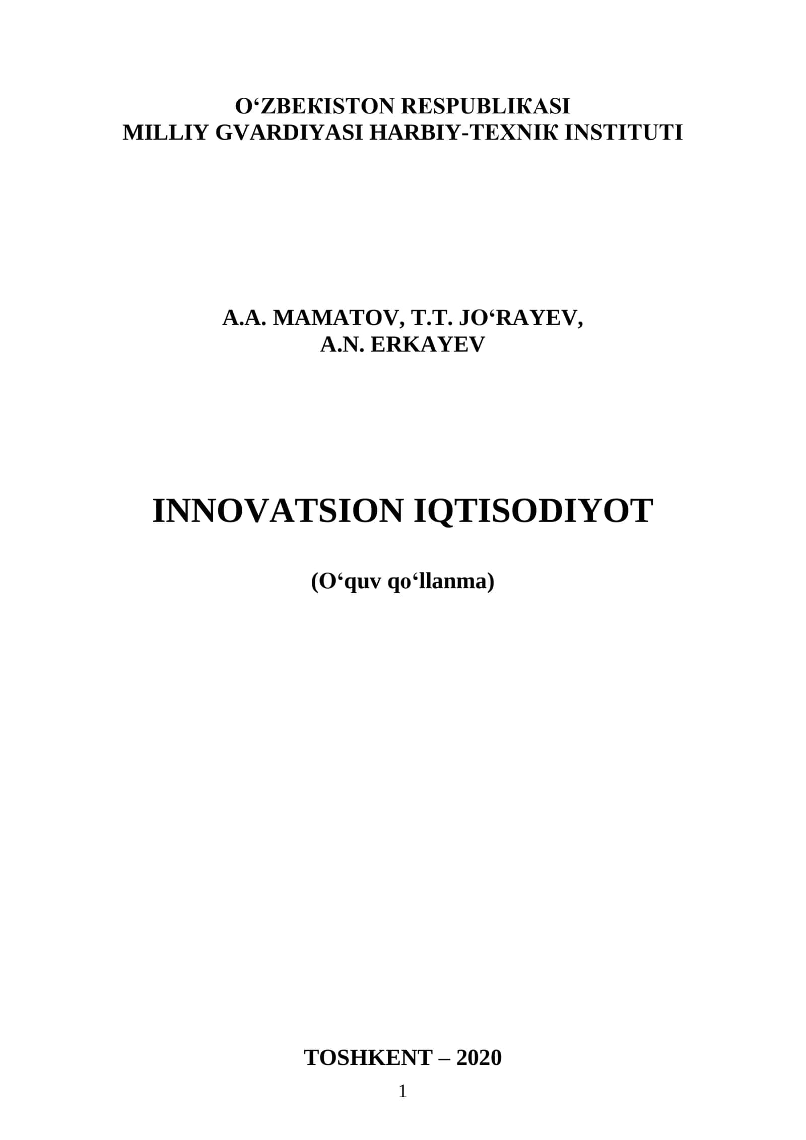 INNOVATSION IQTISODIYOT