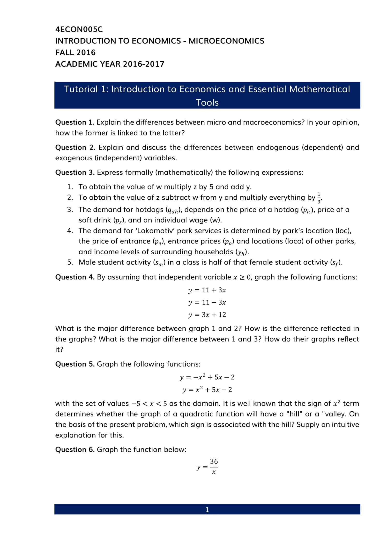 INTRODUCTION TO ECONOMICS - MICROECONOMICS