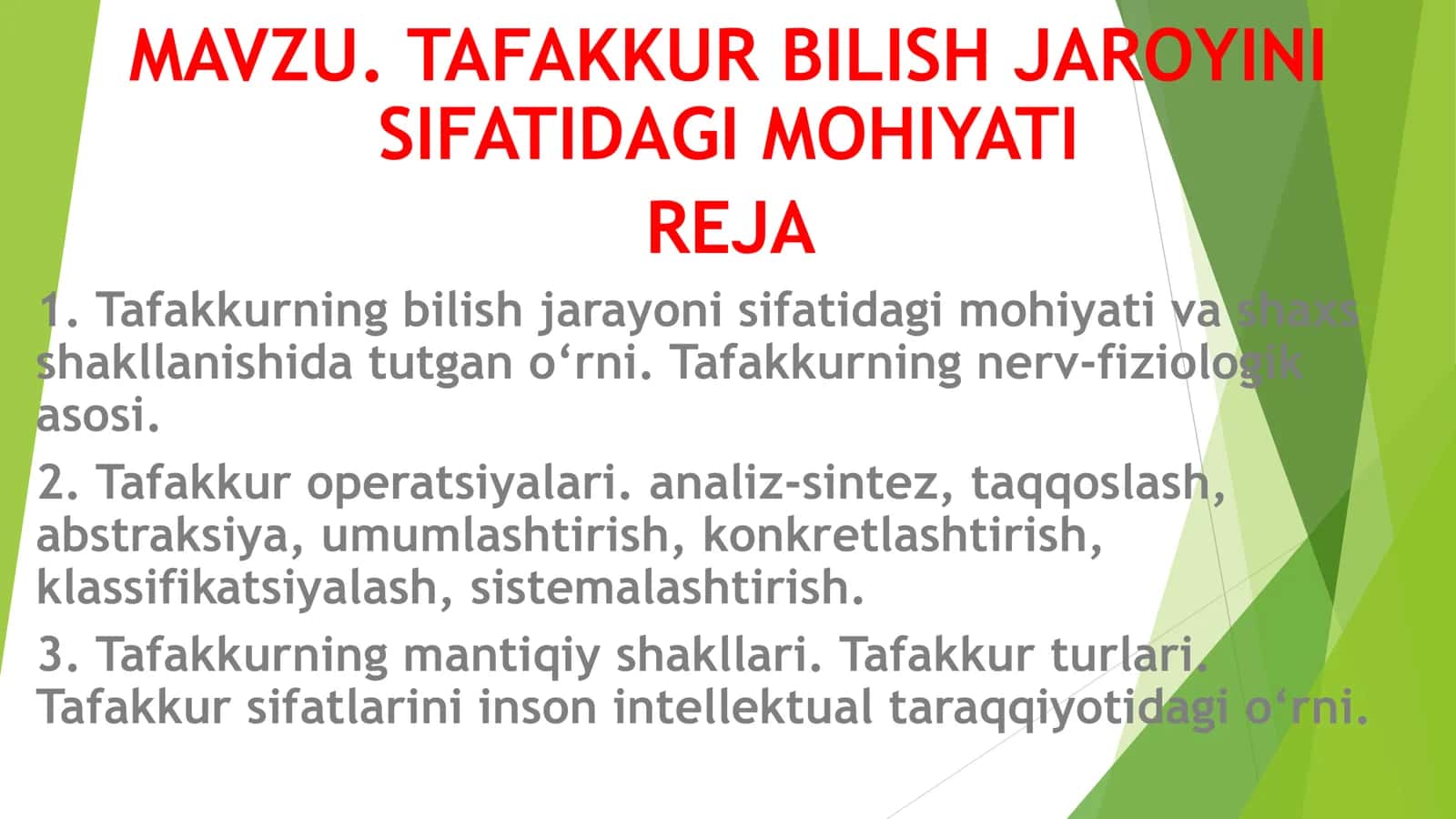 TAFAKKUR BILISH JAROYINI SIFATIDAGI MOHIYATI