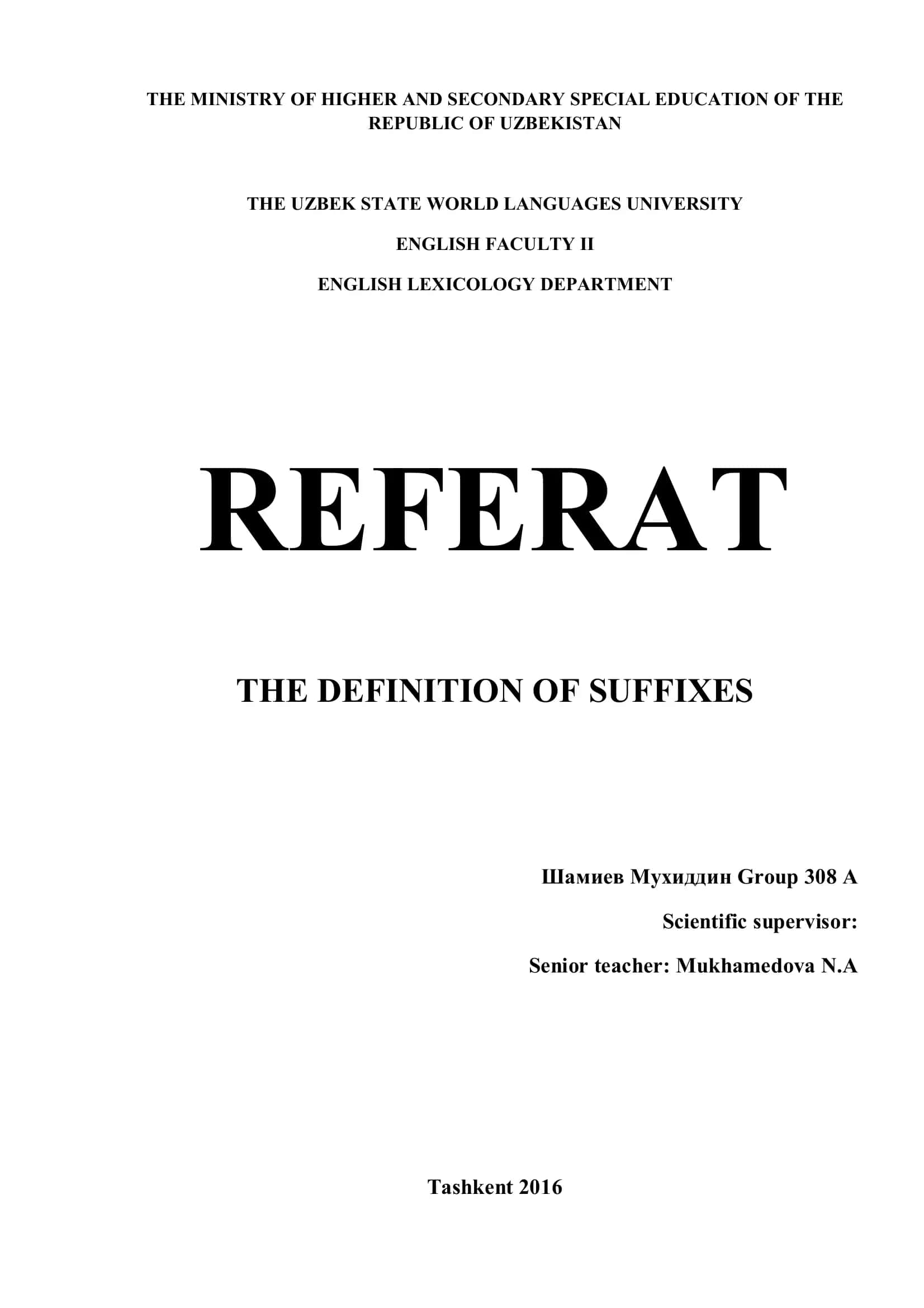 DEFINITION OF SUFFIXES