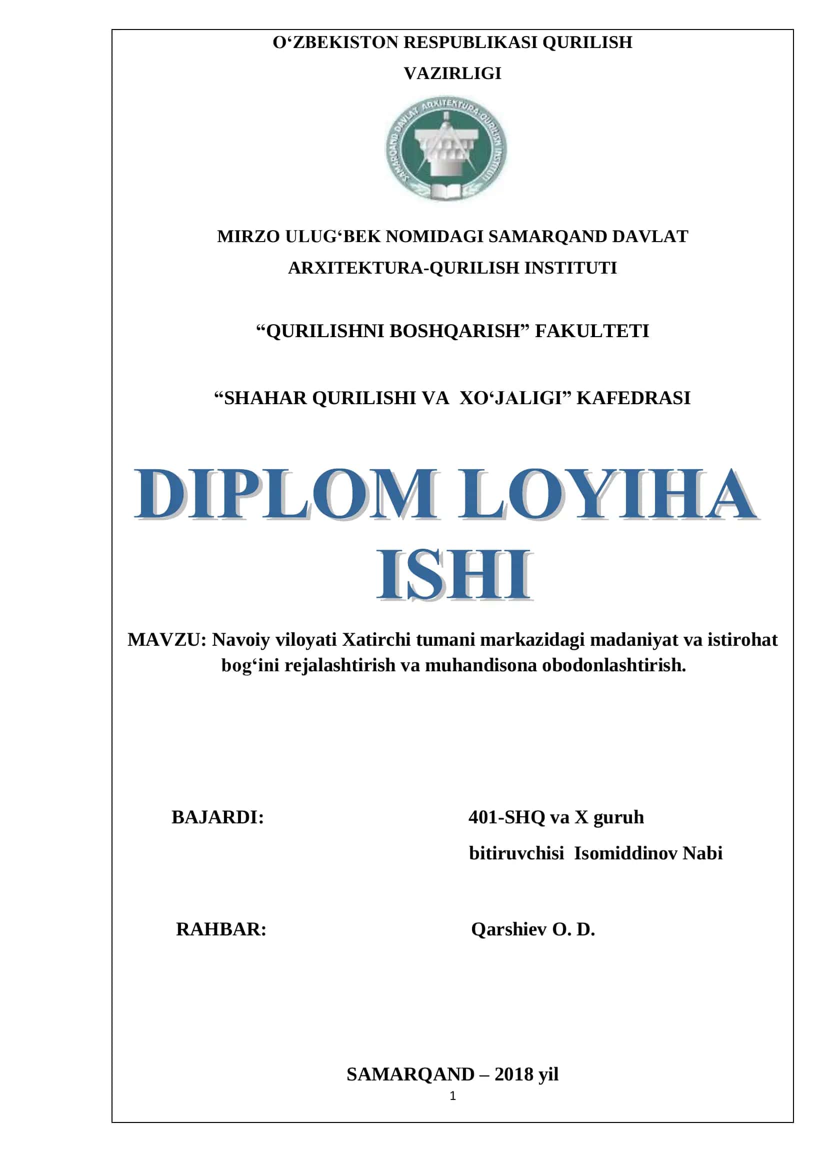 Shahar bog„lari va istirohat bog„lari