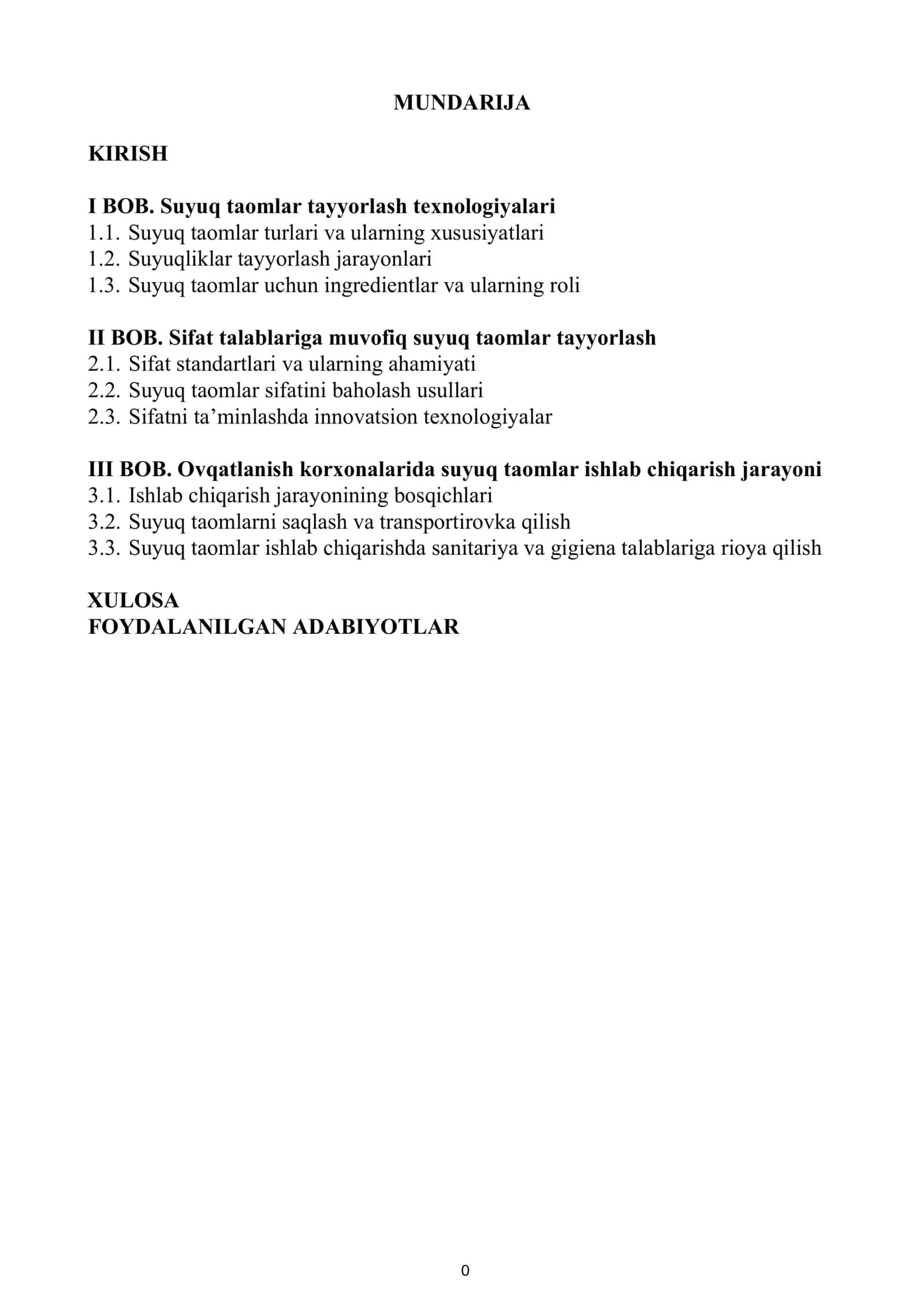 Suyuq Taomlar Tayyorlash Texnologiyalari