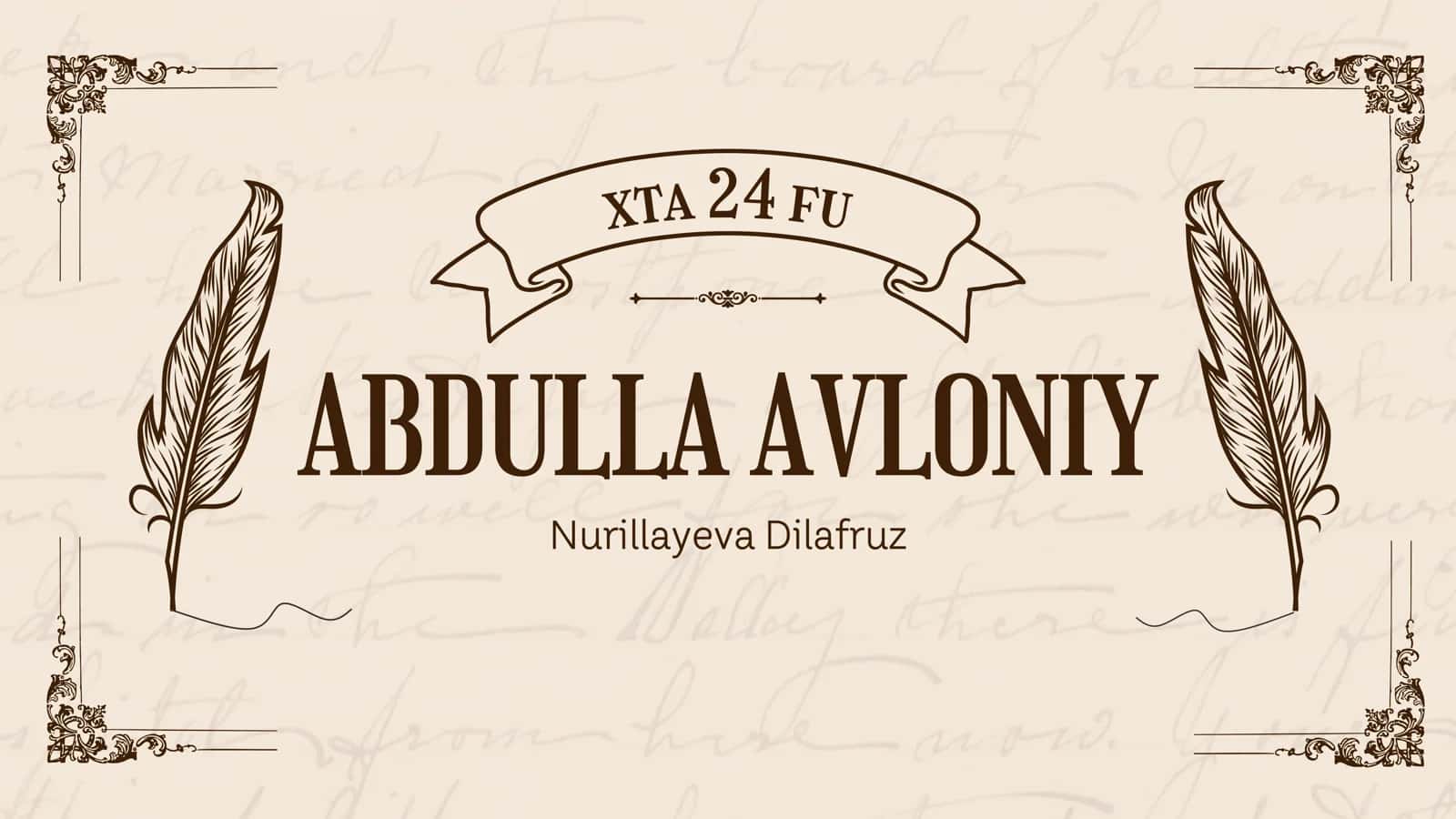 Abdulla Avloniy hayoti va ijodi