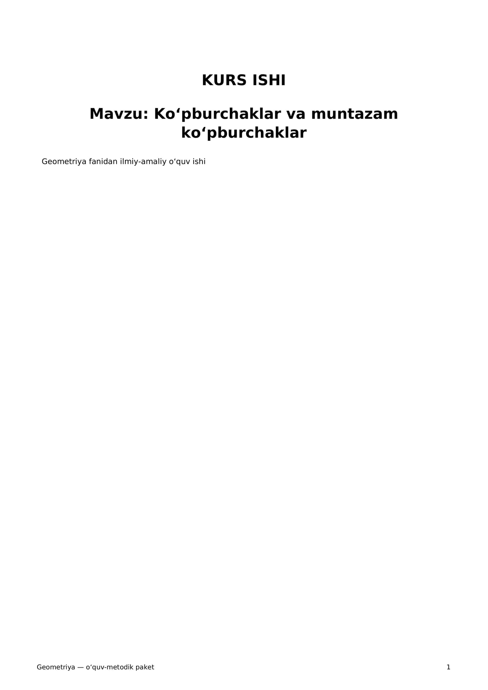 Geometriya — o‘quv-metodik paket