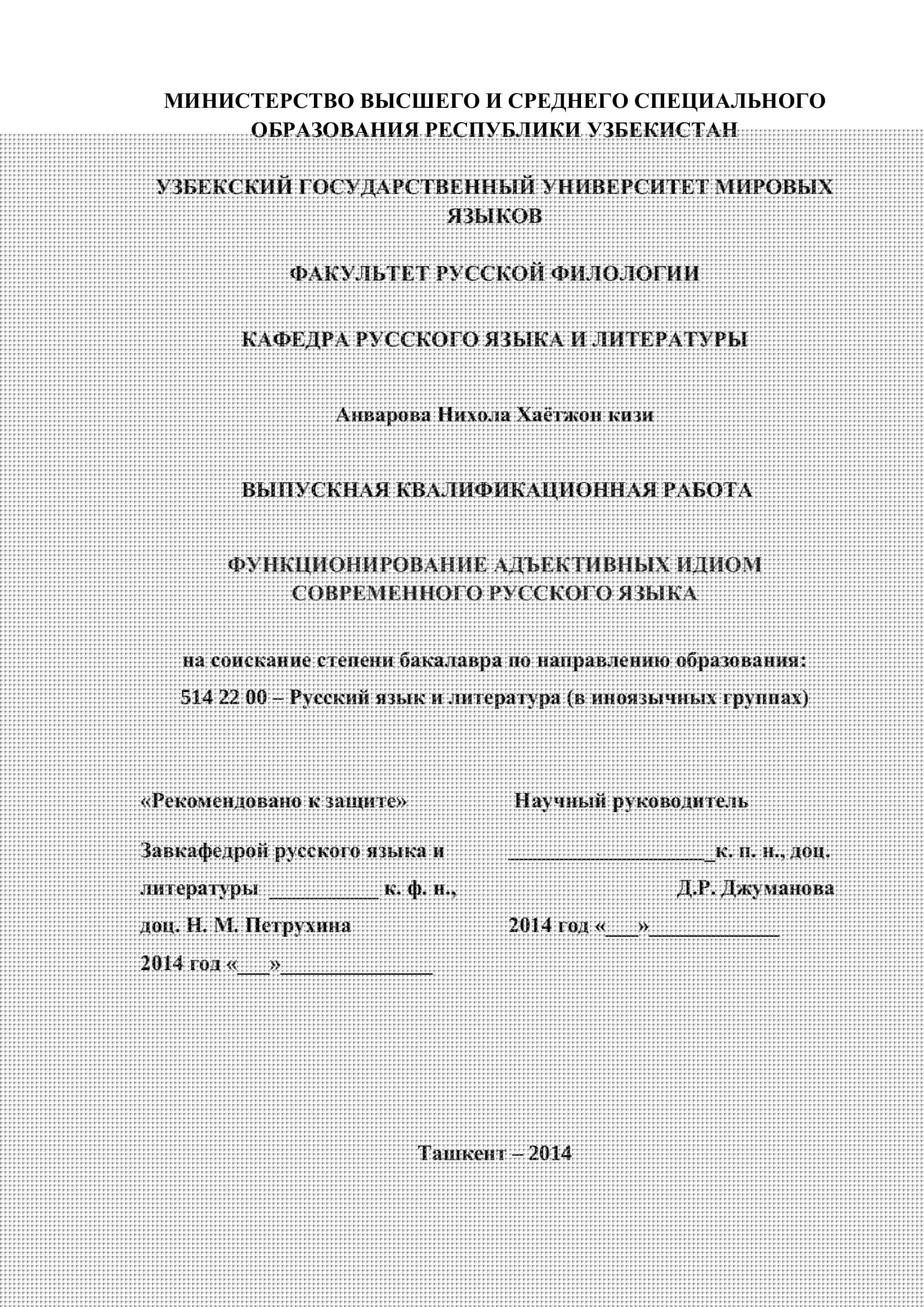 ВЫПУСКНАЯ КВАЛИФИКАЦИОННАЯ РАБОТА