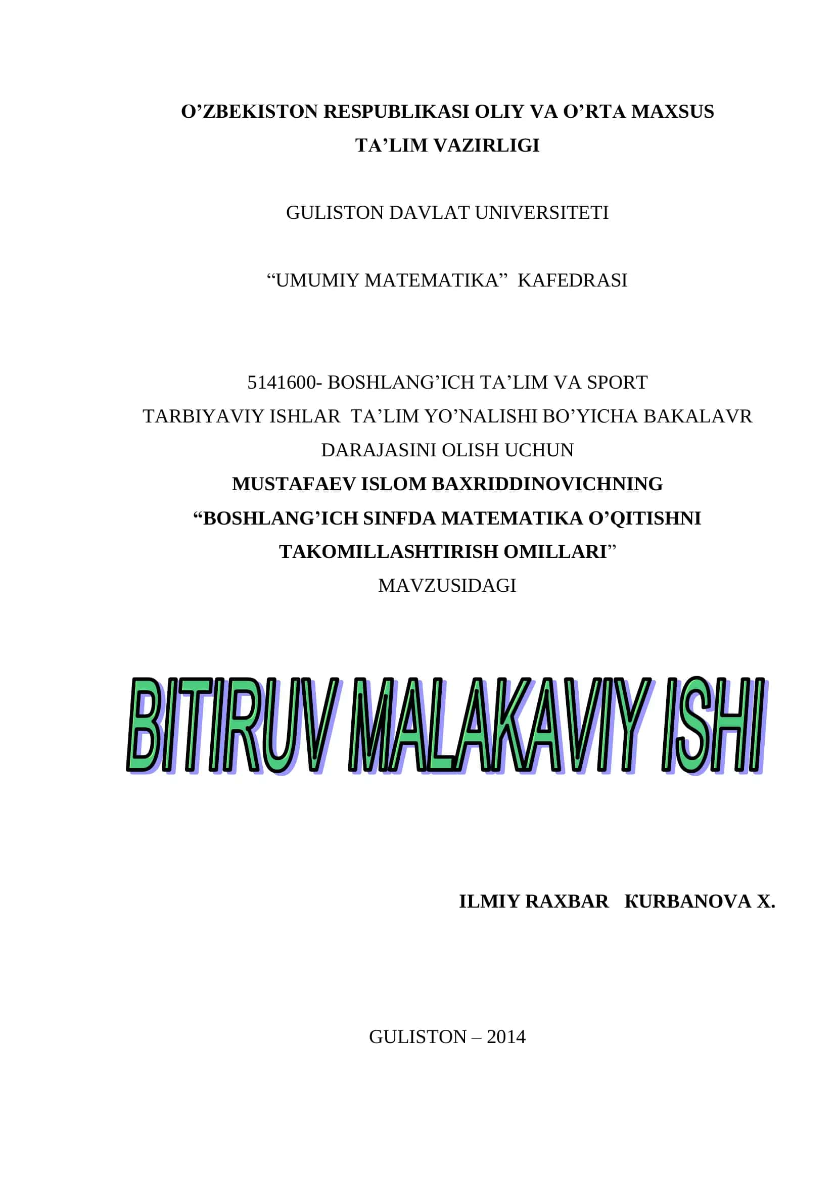 Matematika darslarining ahamiyati
