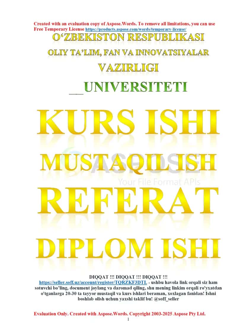 Kurs ishi “Yog’ochga mexanik ishlov berish (aniq biron buyumni loyihalash va modellashtirish)”