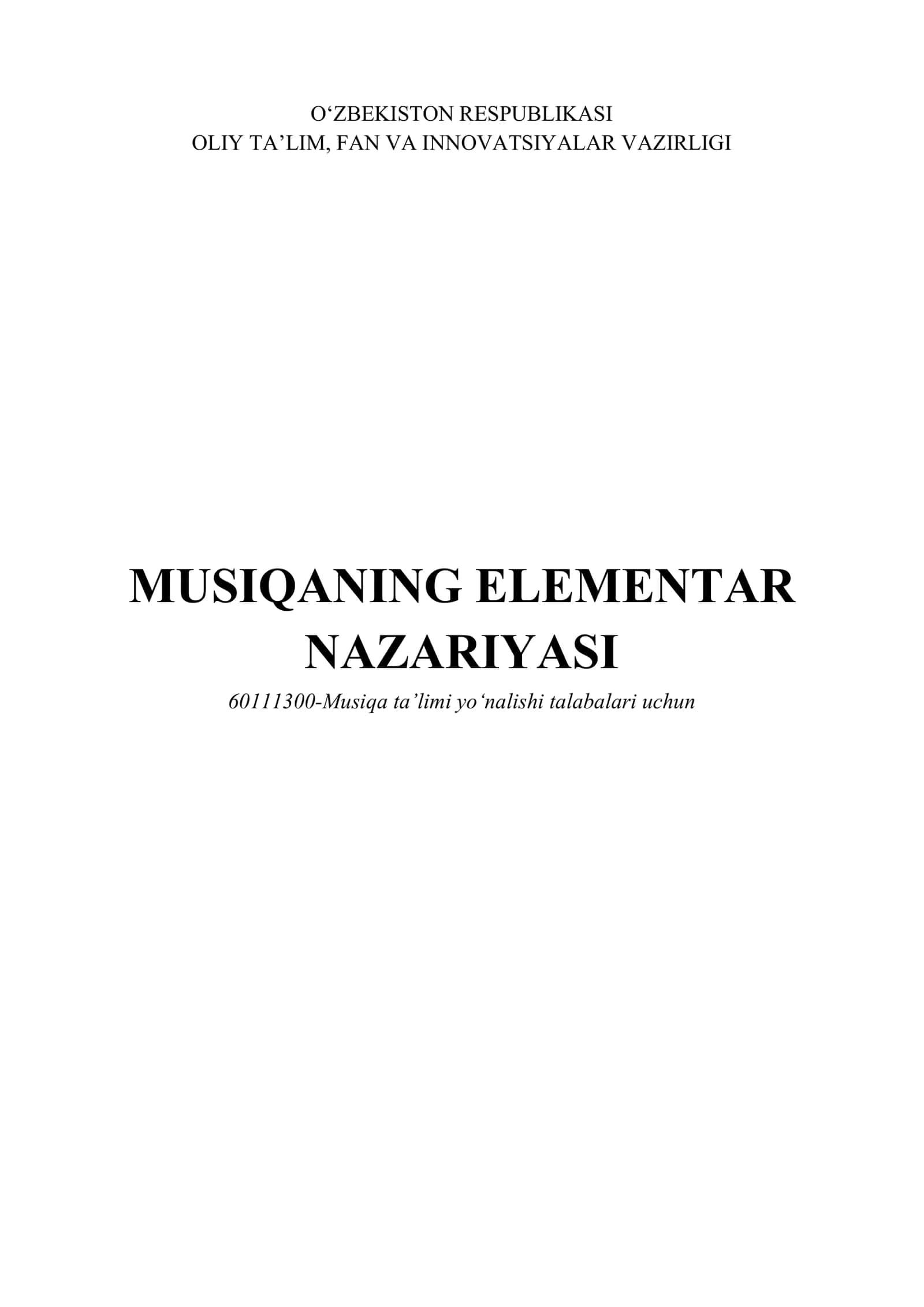Musiqаning Elementаr Nаzаriyаsi