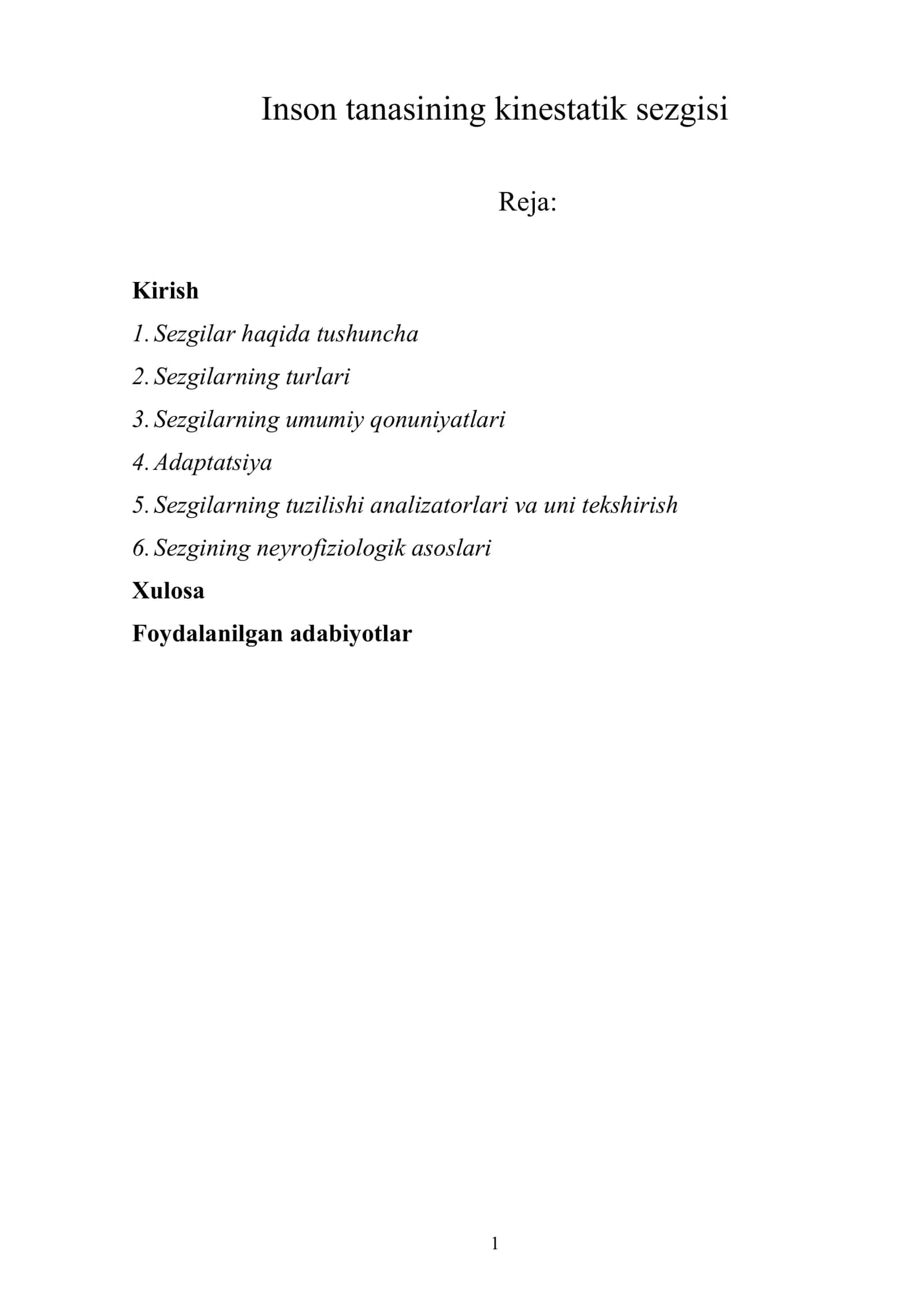 Inson tanasining kinestatik sezgisi