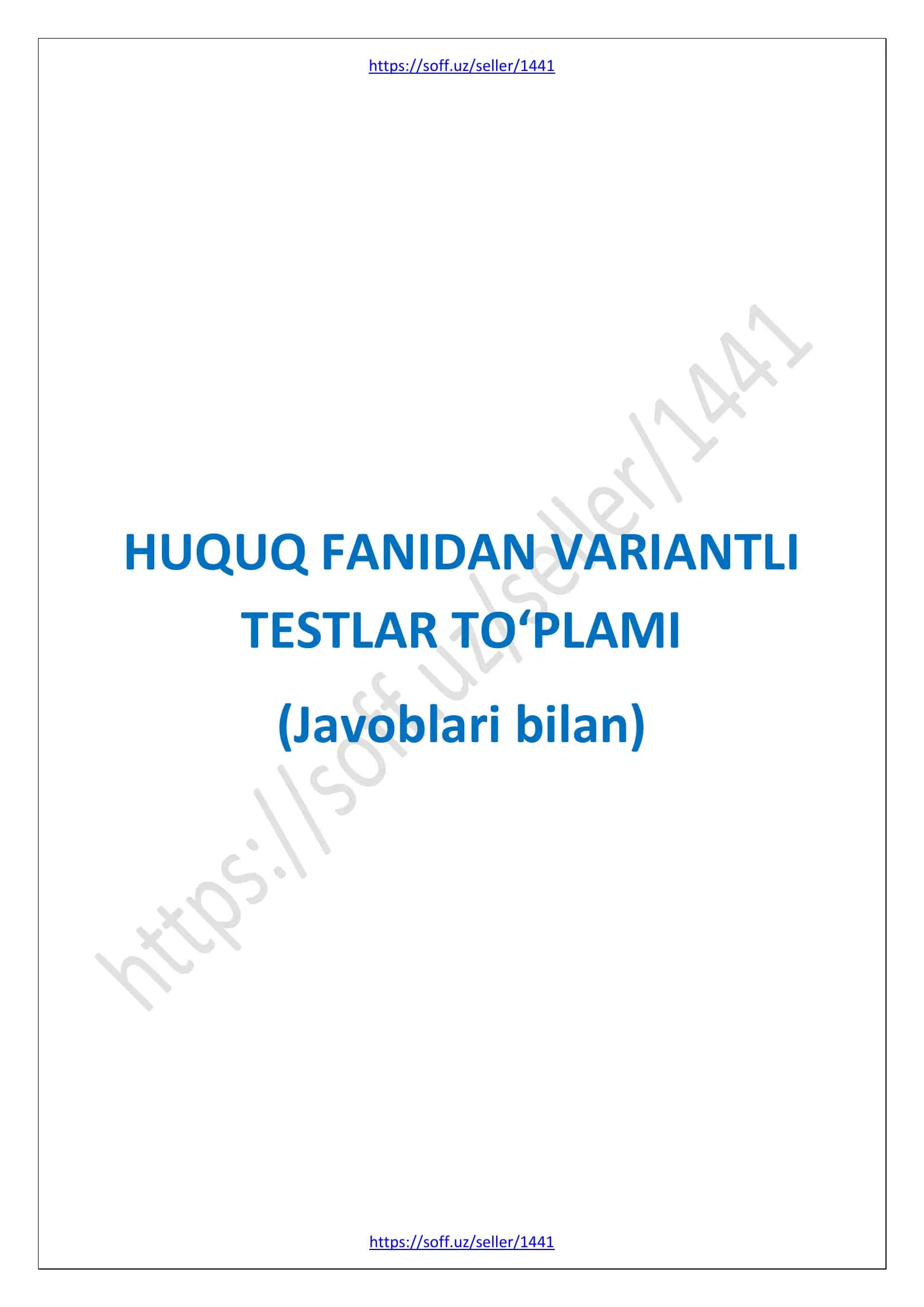 Huquq fanidan testlar to'plami
