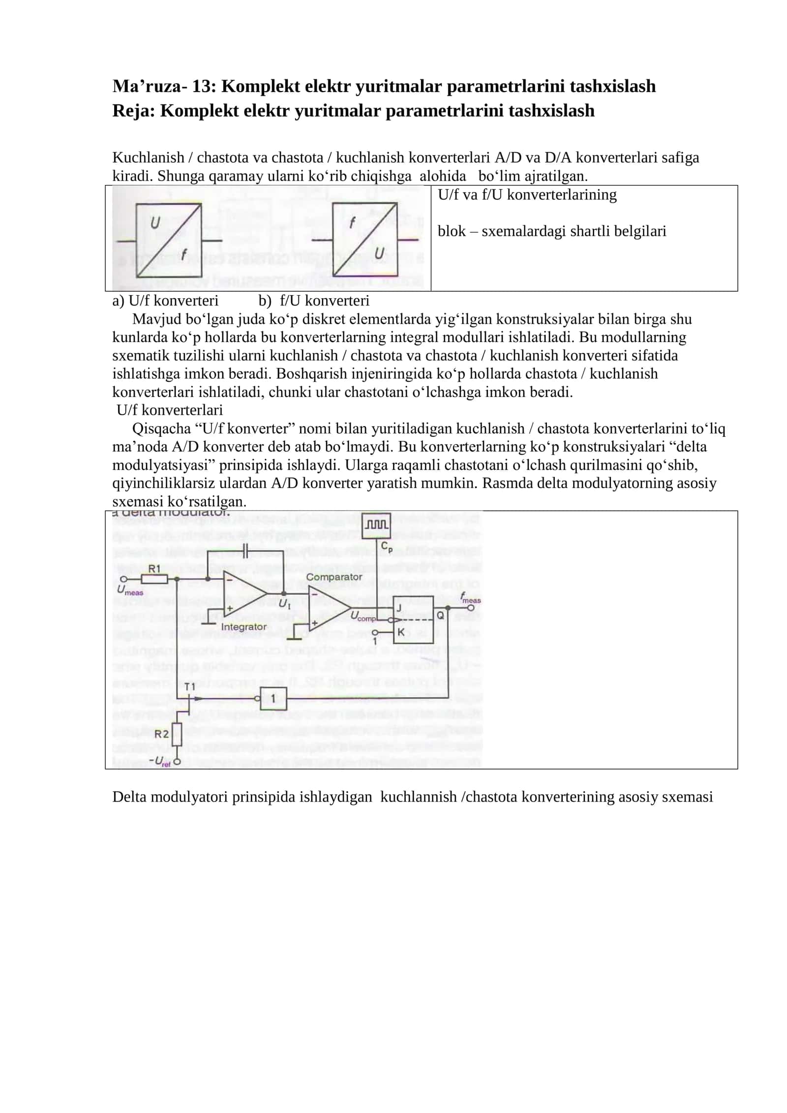 Komplekt elektr yuritmalar parametrlarini tashxislash