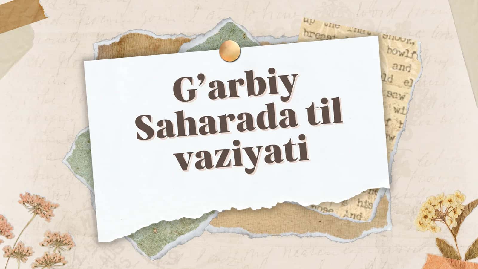 PPT G'arbiy Saharada til vaziyati