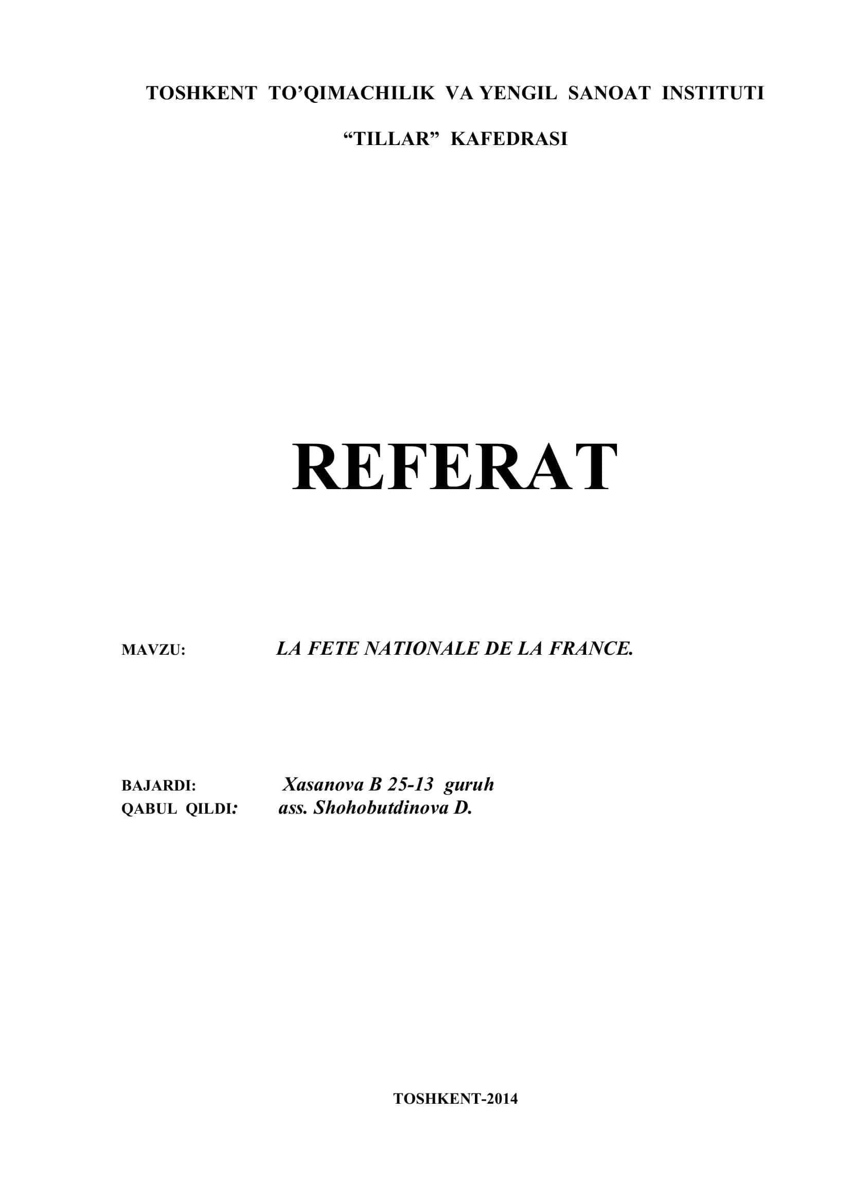 LA FETE NATIONALE DE LA FRANCE