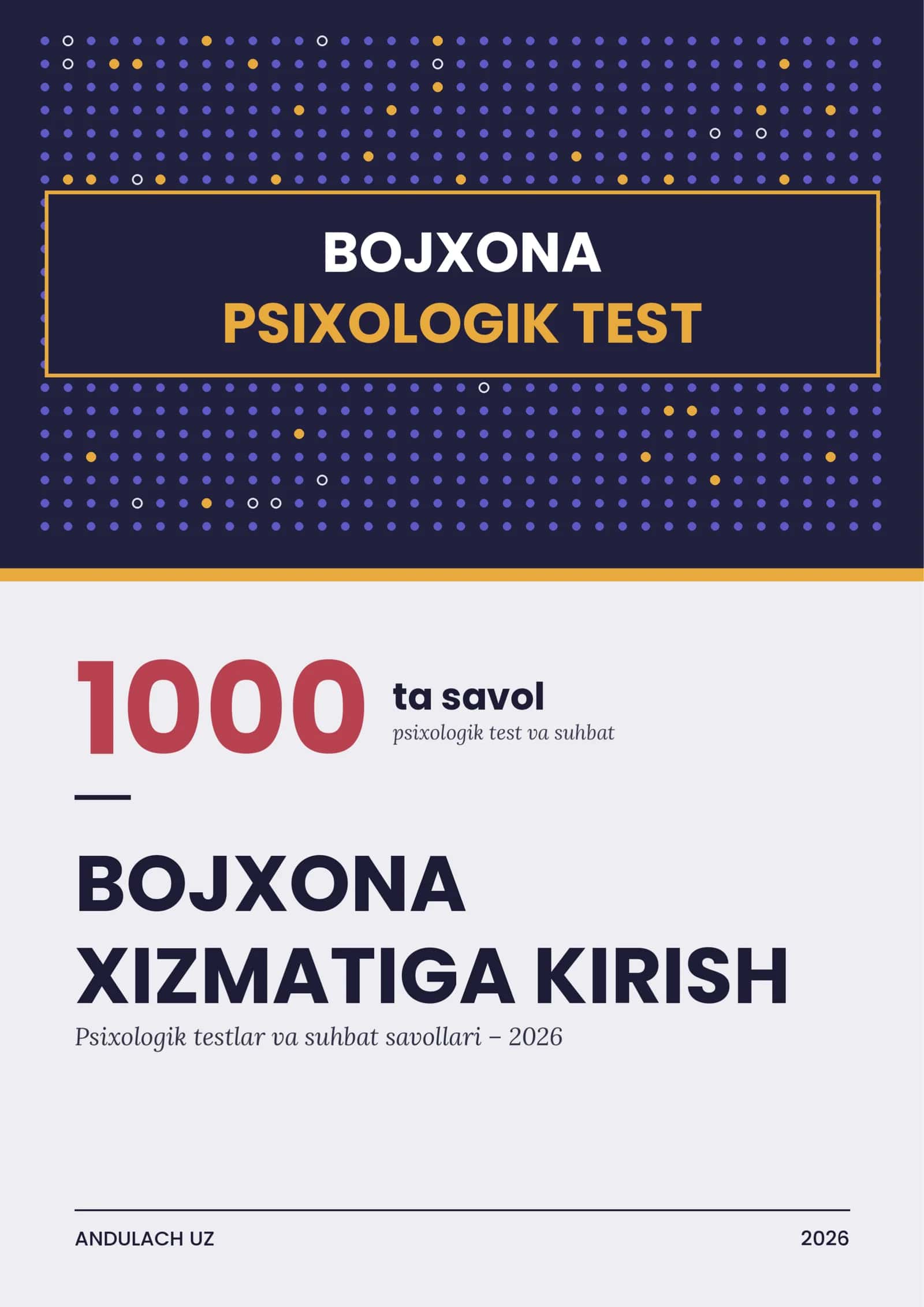 Bojxona xodimlari uchun psixologik test va suhbat savollari. Saraangan 1000 ta test.