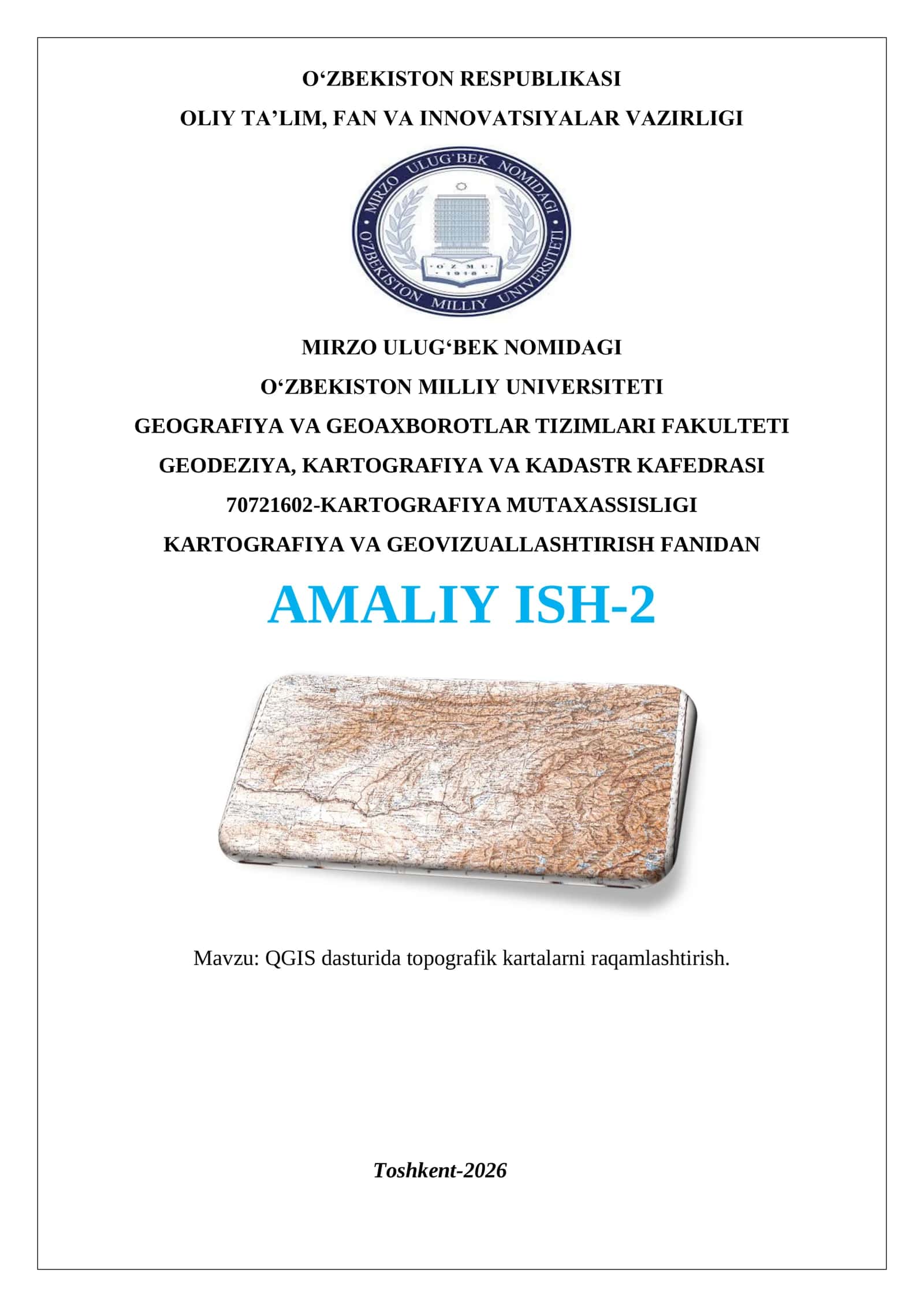 QGIS dasturida topografik kartalarni raqamlashtirish